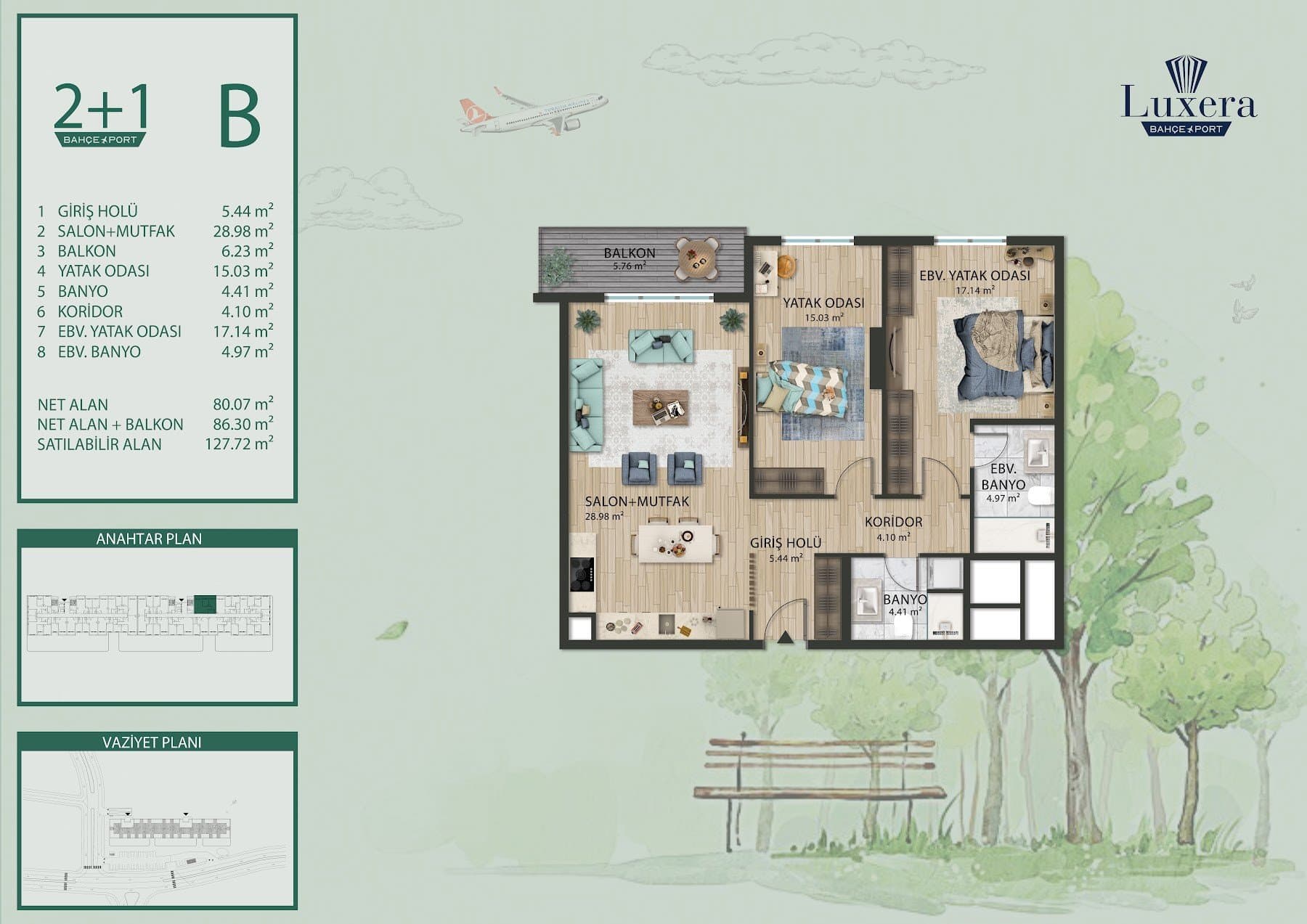 Luxera Bahce Port Project – 2+1 Type B floor plan
