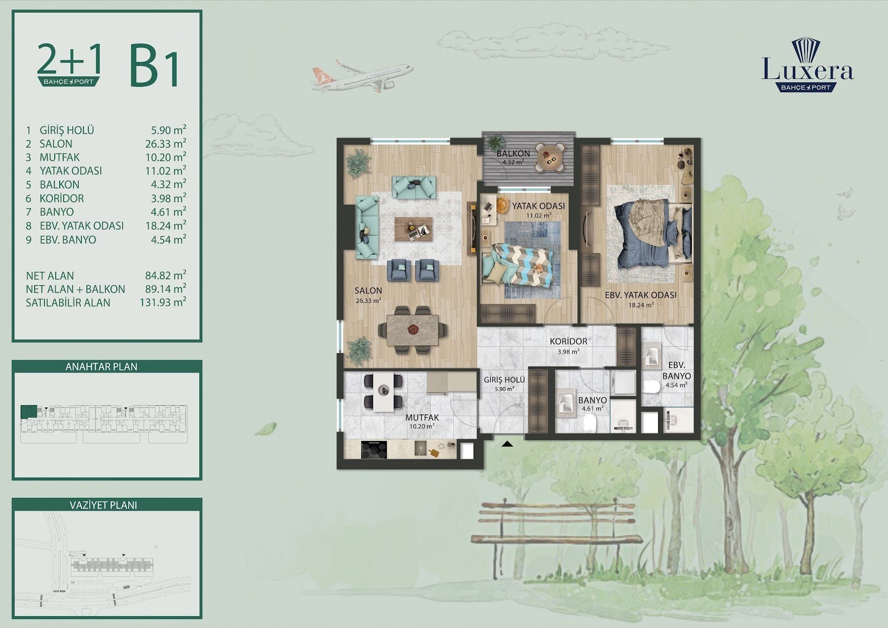 Luxera Bahce Port Project – 2+1 Type B1 floor plan