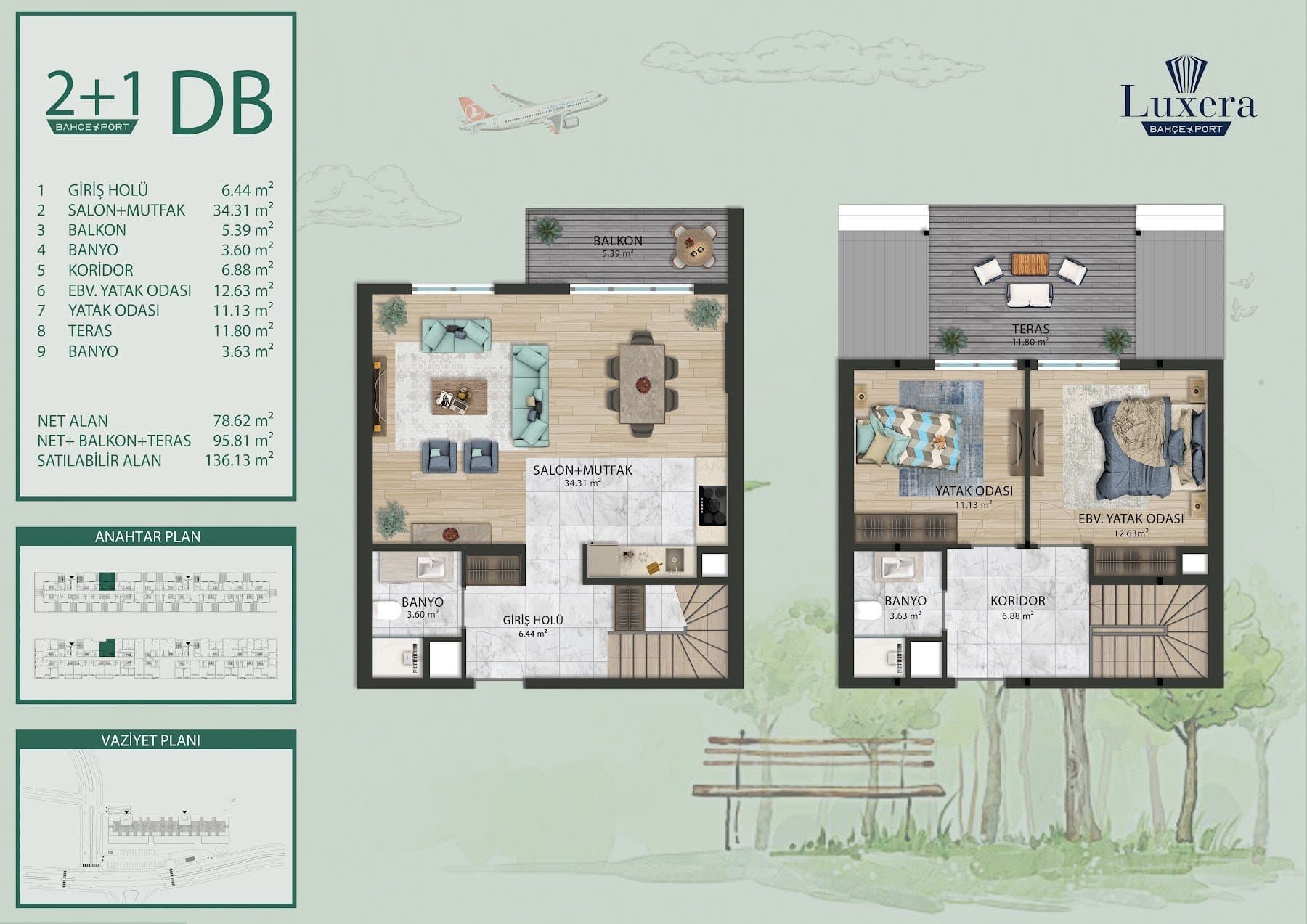 Luxera Bahce Port Project – 2+1 Duplex Type DB floor plan