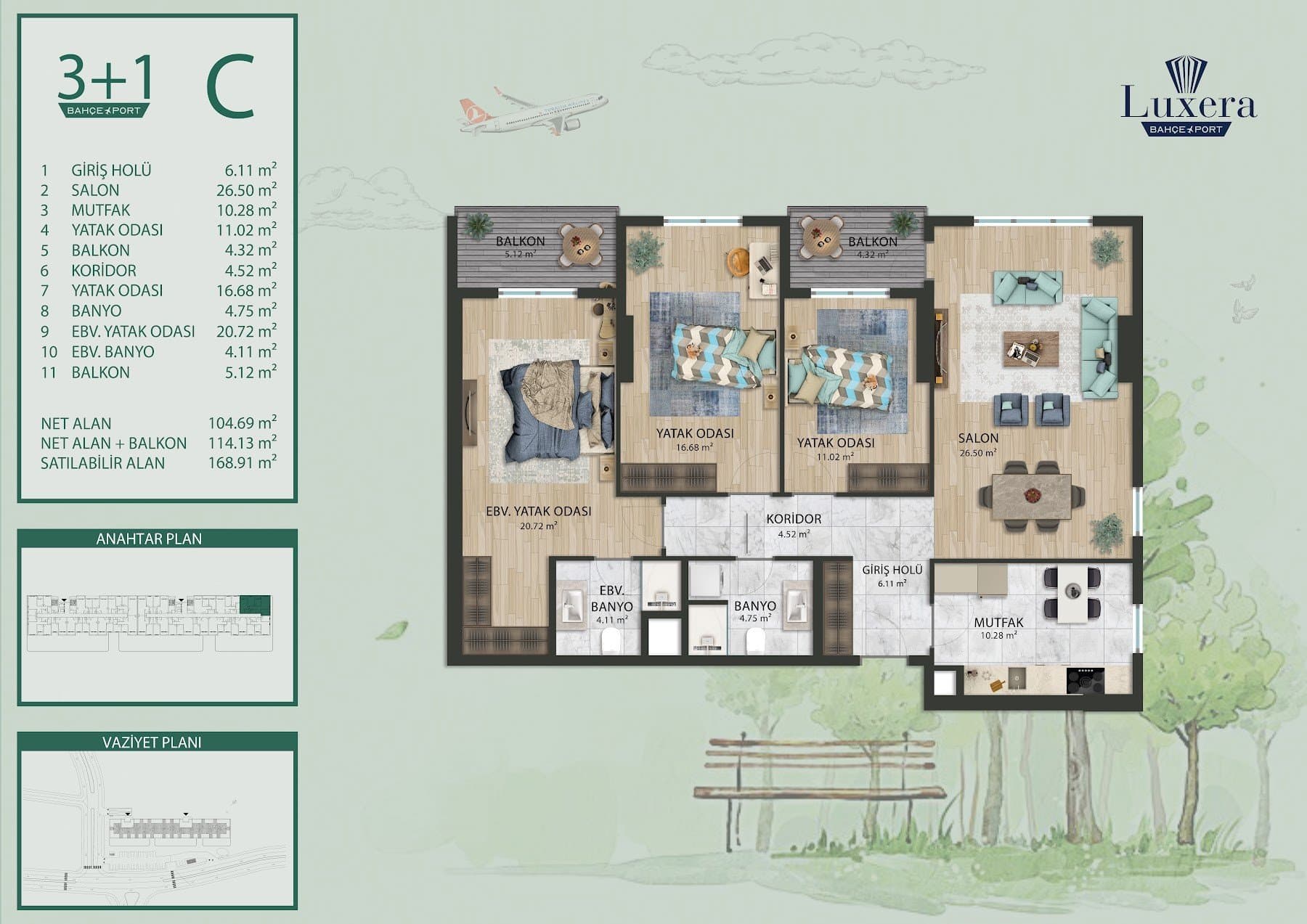 Luxera Bahce Port Project – 3+1 Type C floor plan