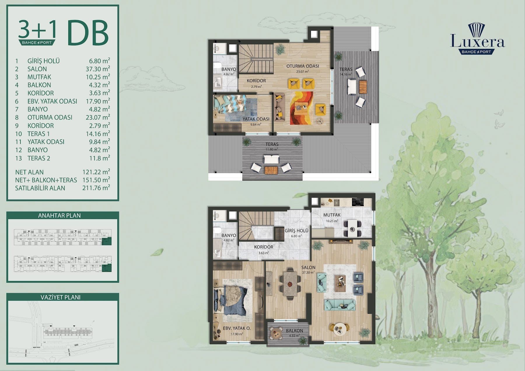 Luxera Bahce Port Project – 3+1 Duplex Type DB floor plan