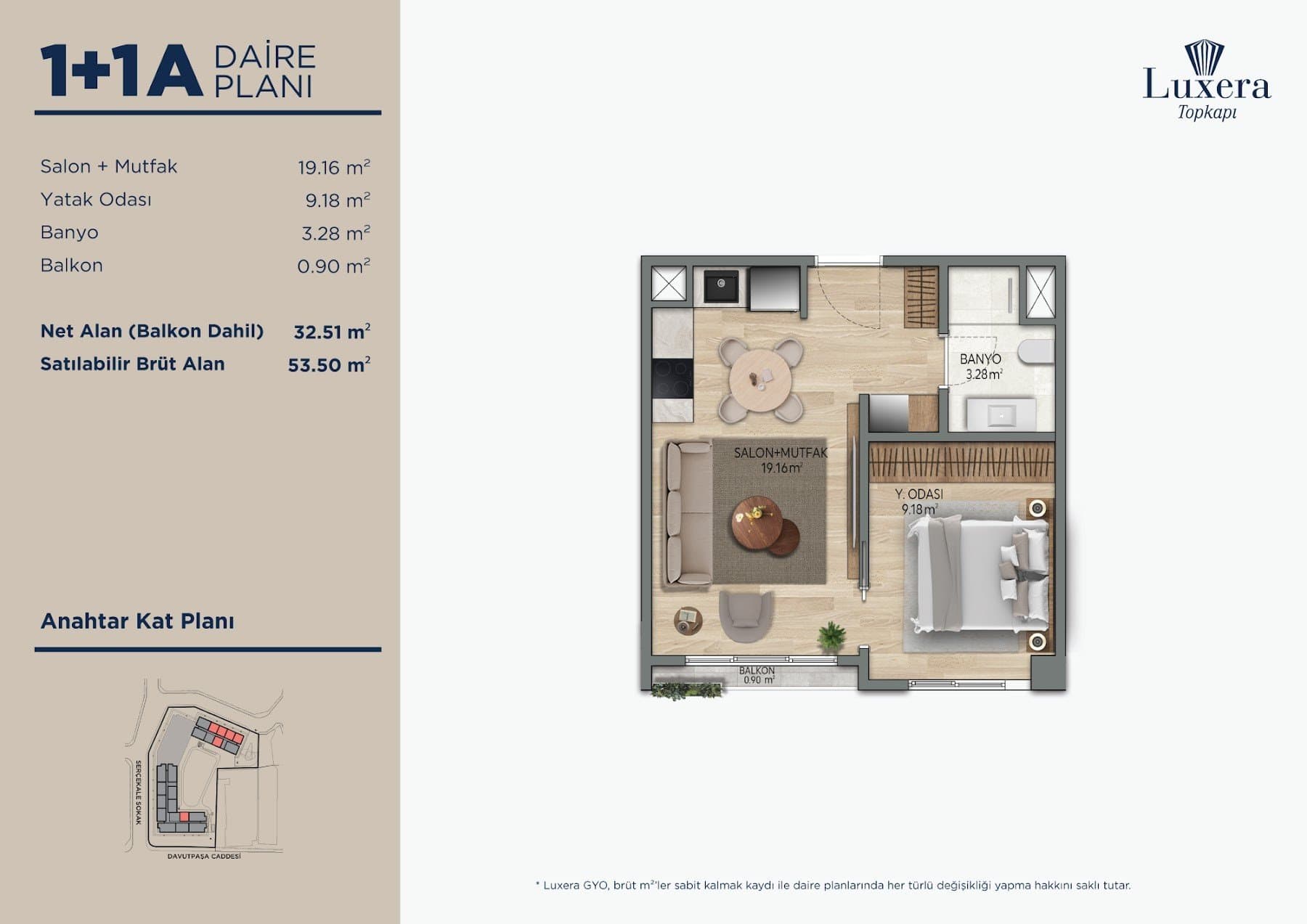 Luxera Topkapi Project – 1+1 Type A floor plan