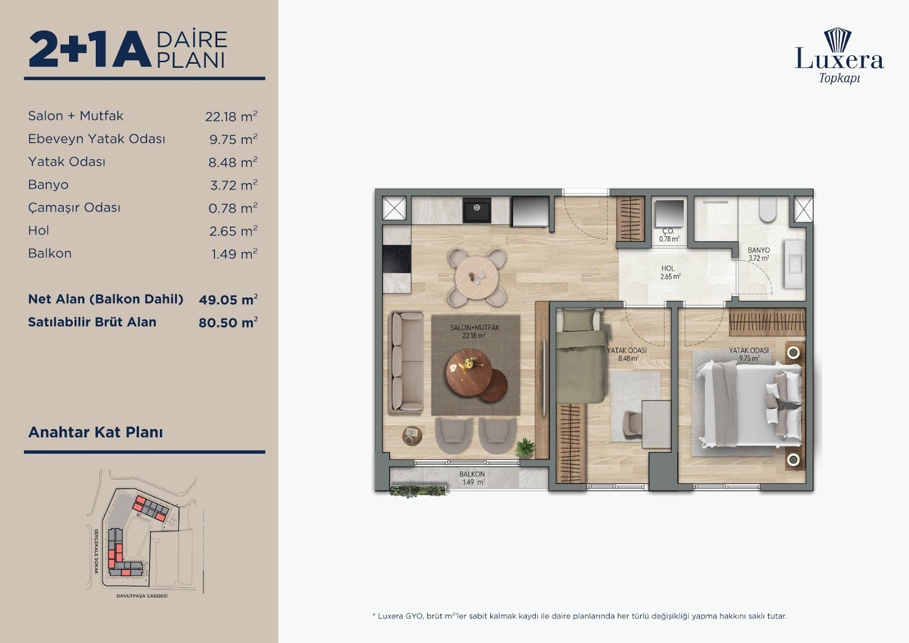 Luxera Topkapi Project – 2+1 Type A floor plan