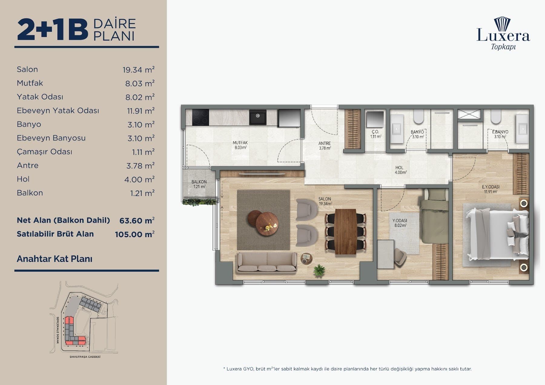 Luxera Topkapi Project – 2+1 Type B floor plan