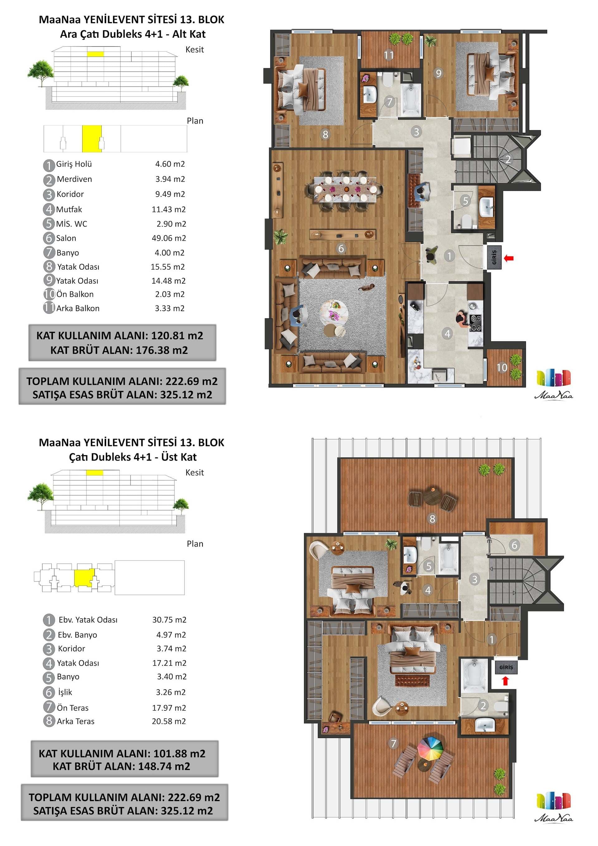 MaaNaa Levent Project – 4+1 Roof Duplex, Block 13 floor plan