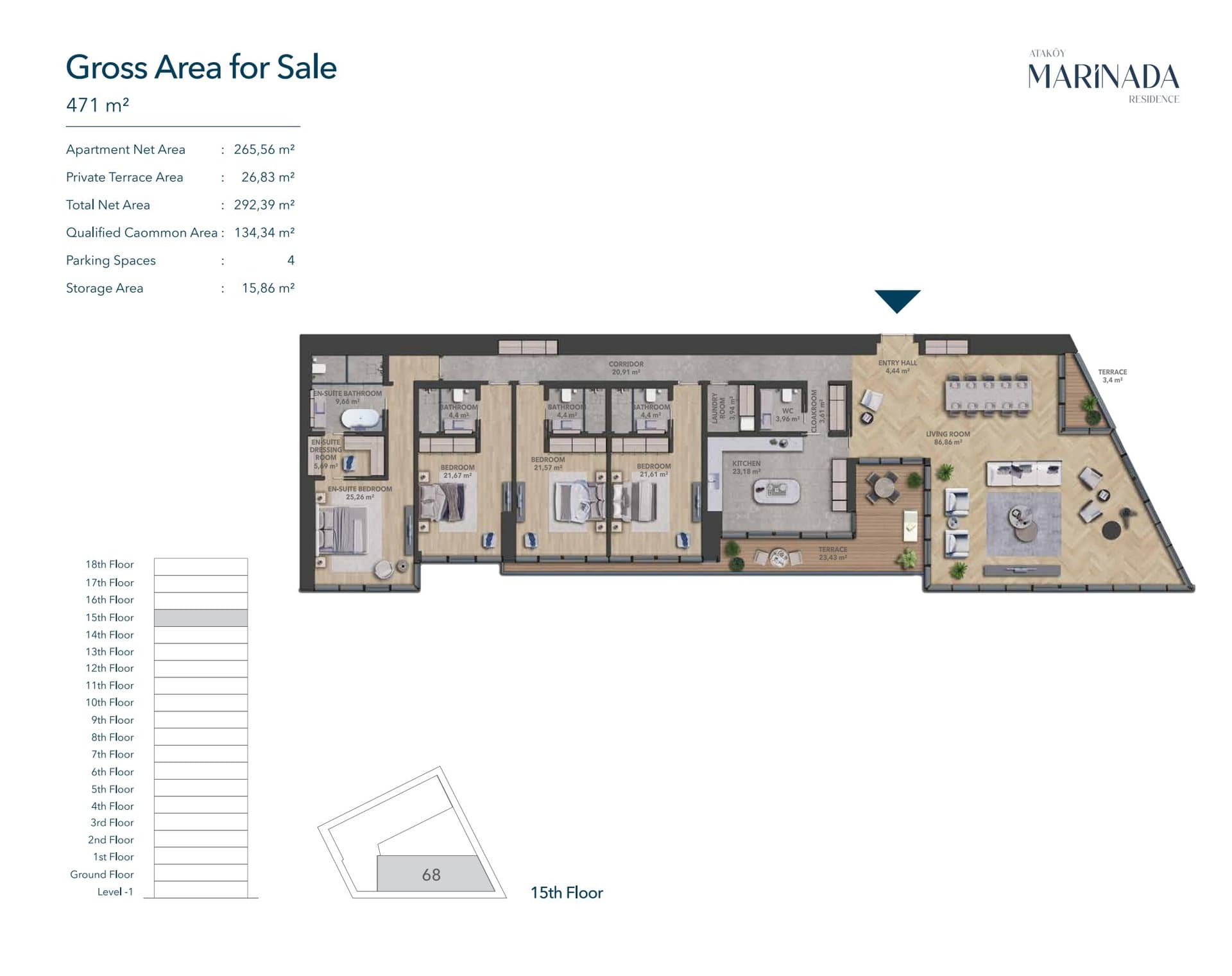 Atakoy Marinada Residence Project – 4+1 floor plan