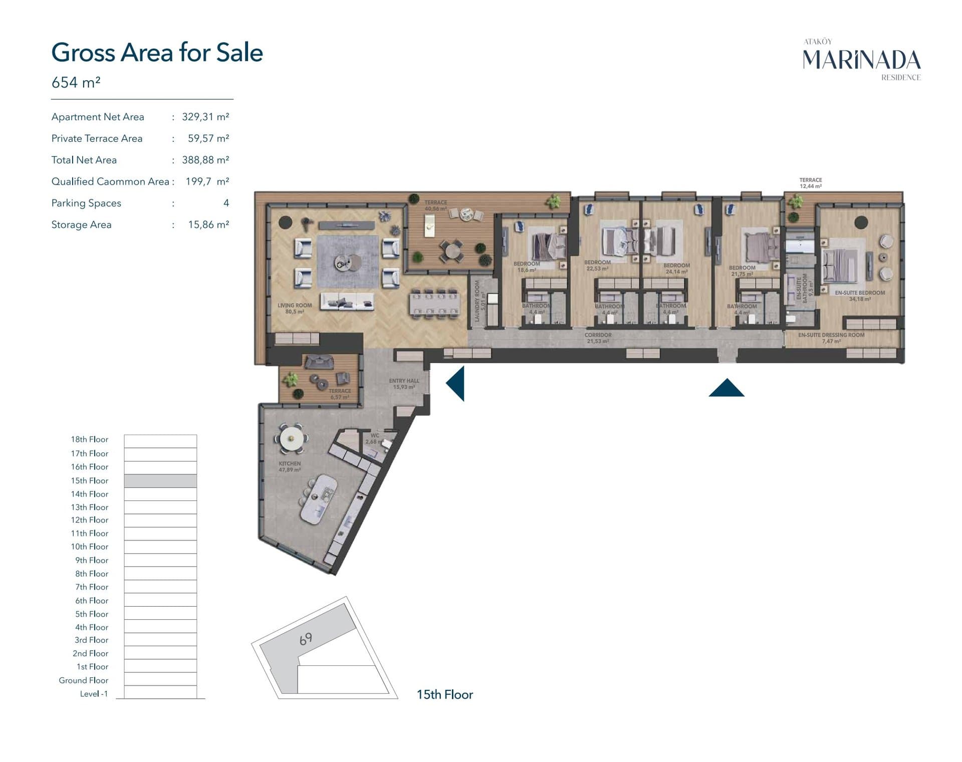 Atakoy Marinada Residence Project – 5+1 floor plan
