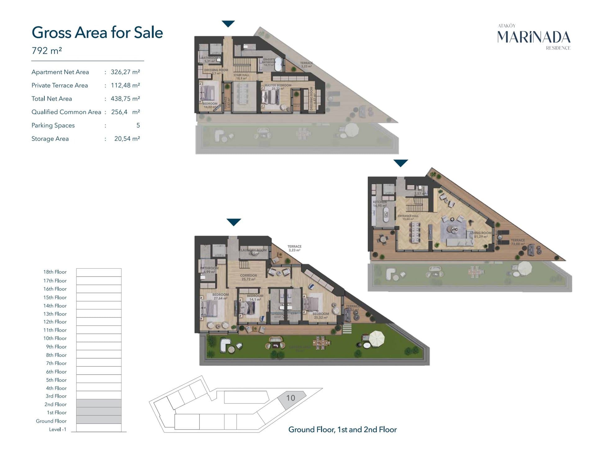 Atakoy Marinada Residence Project – 5+1 Triplex Villa floor plan