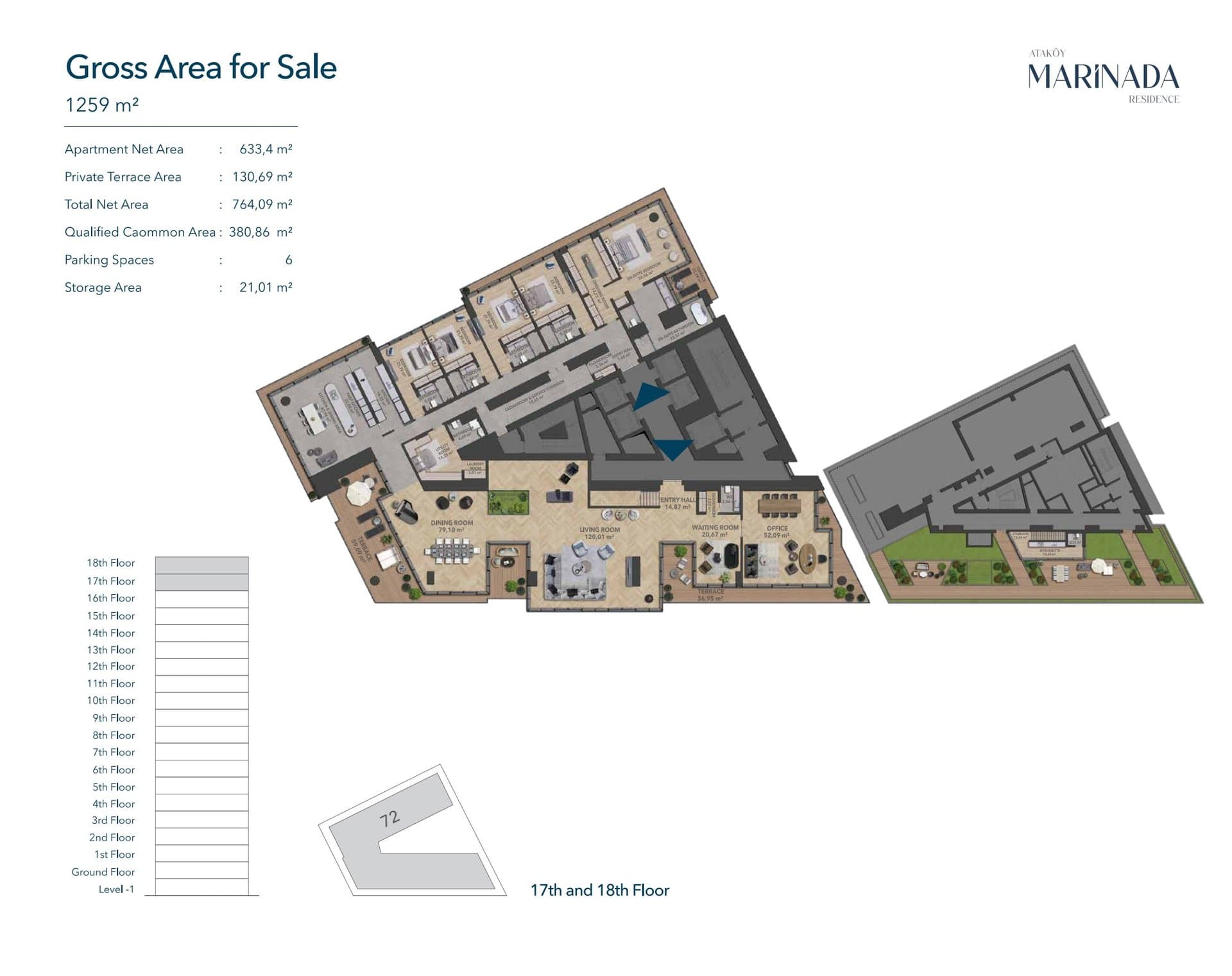 Atakoy Marinada Residence Project – 5+1 Penthouse floor plan