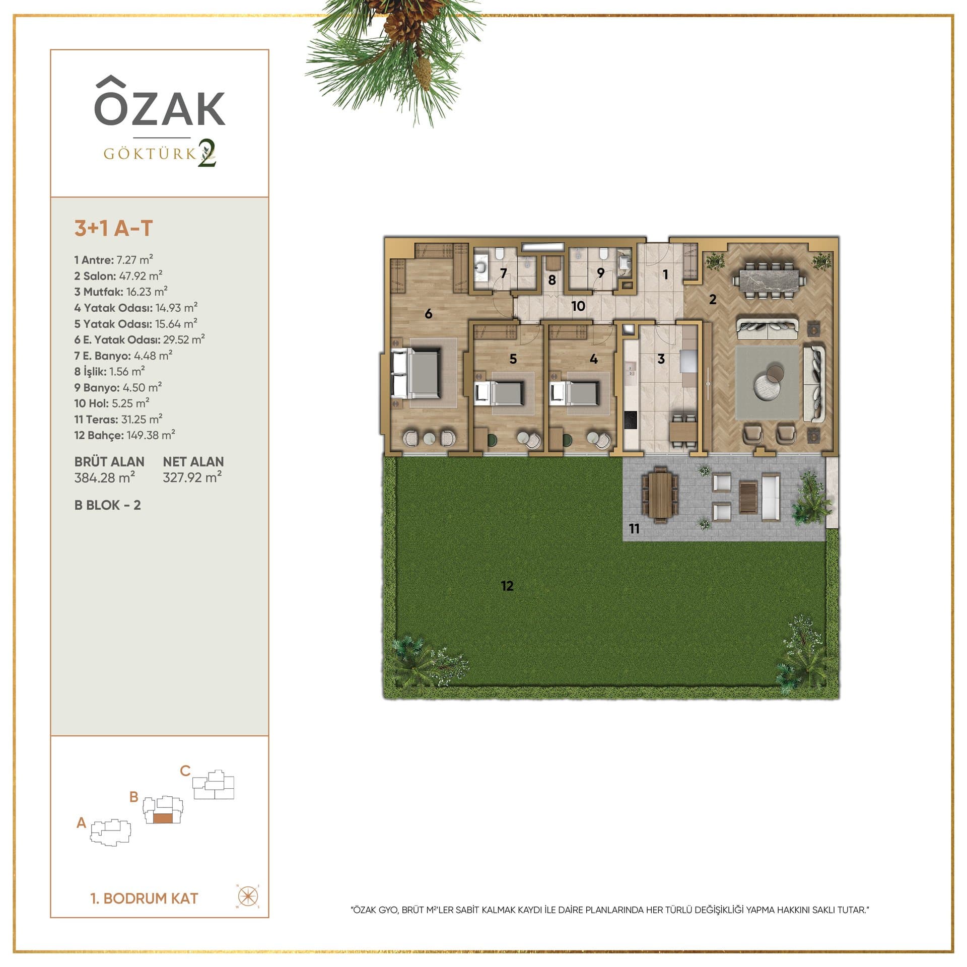 پروژه Ozak Doa Gokturk – پلان 3+1 A-T (B2)