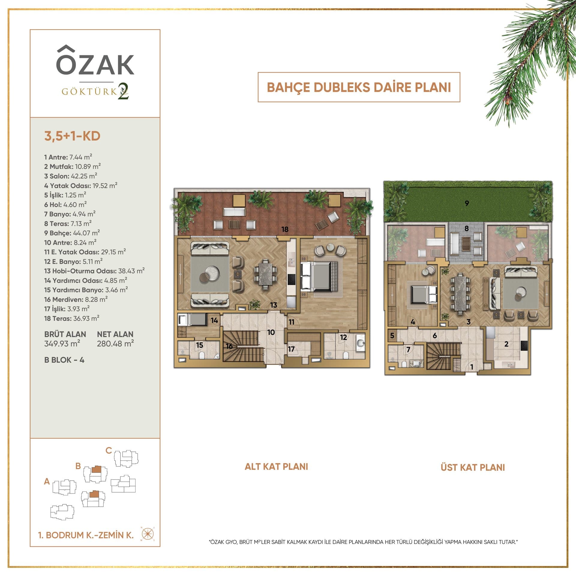 پروژه Ozak Doa Gokturk – پلان 3.5+1-KD (B4)