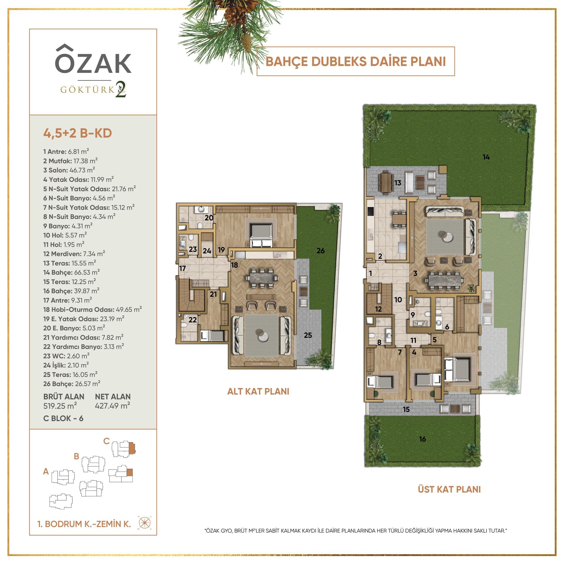 پروژه Ozak Doa Gokturk – پلان 4.5+2 B-KD (C6)