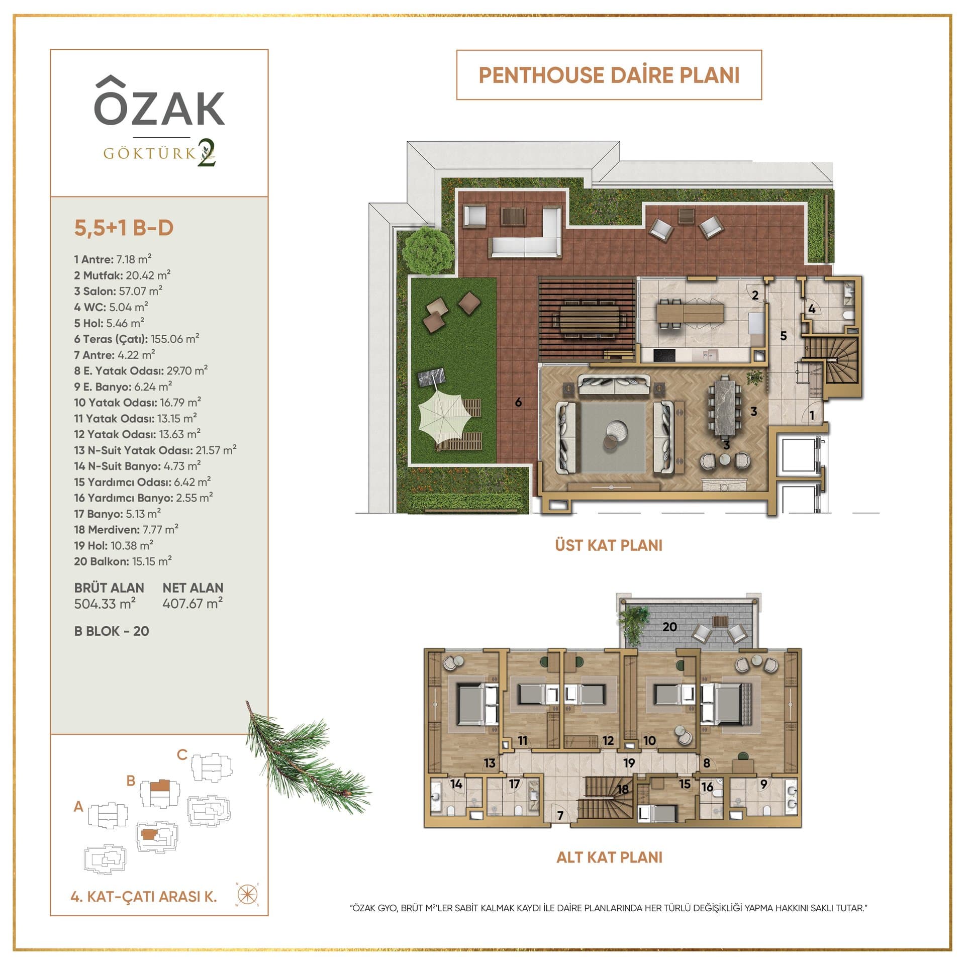 پروژه Ozak Doa Gokturk – پلان 5.5+1 B-D (B20)