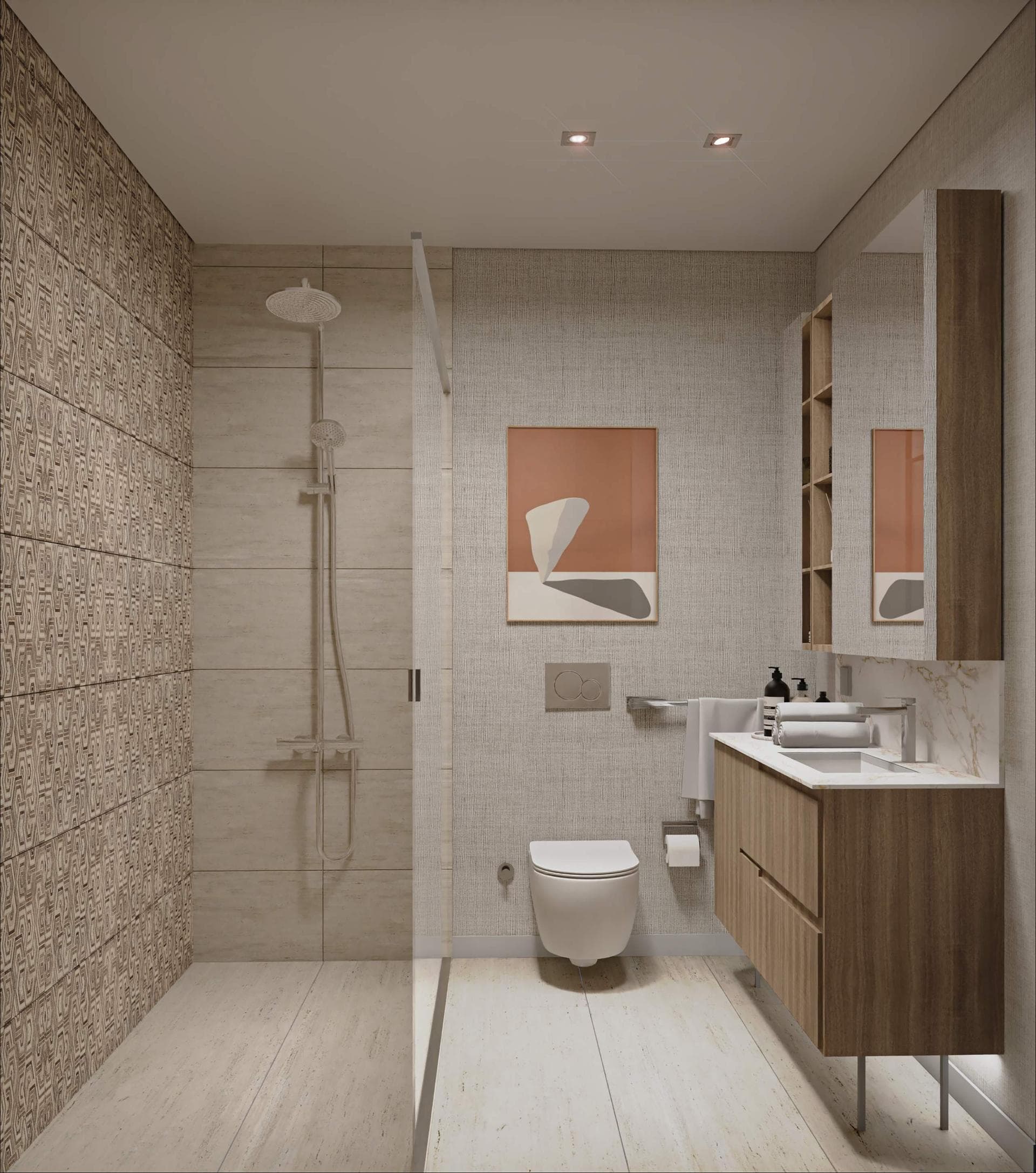 En-suite bathroom with a walk-in shower and vanity unit