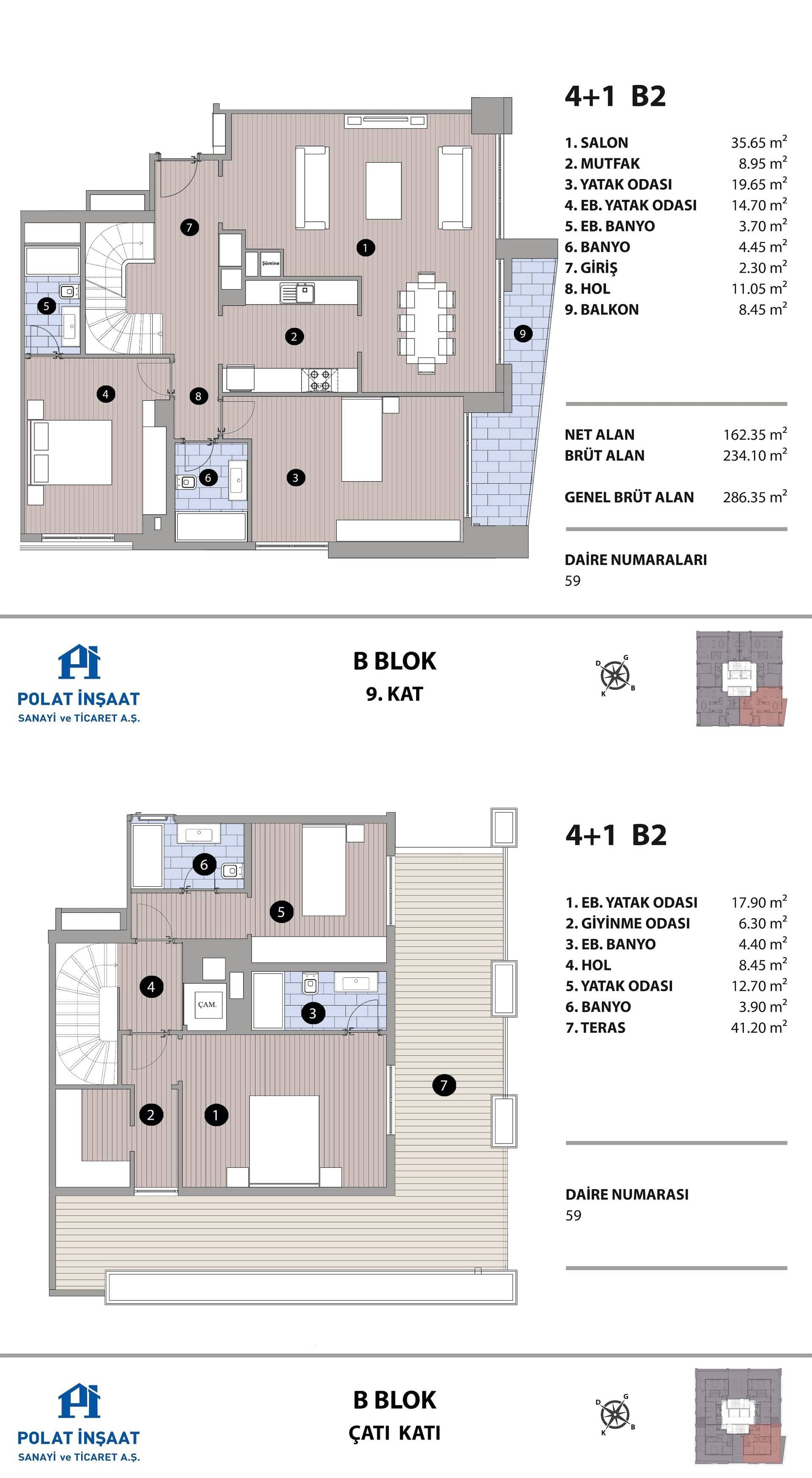 Polat Fulya Project – 4+1 Type B2 Duplex, Block B floor plan