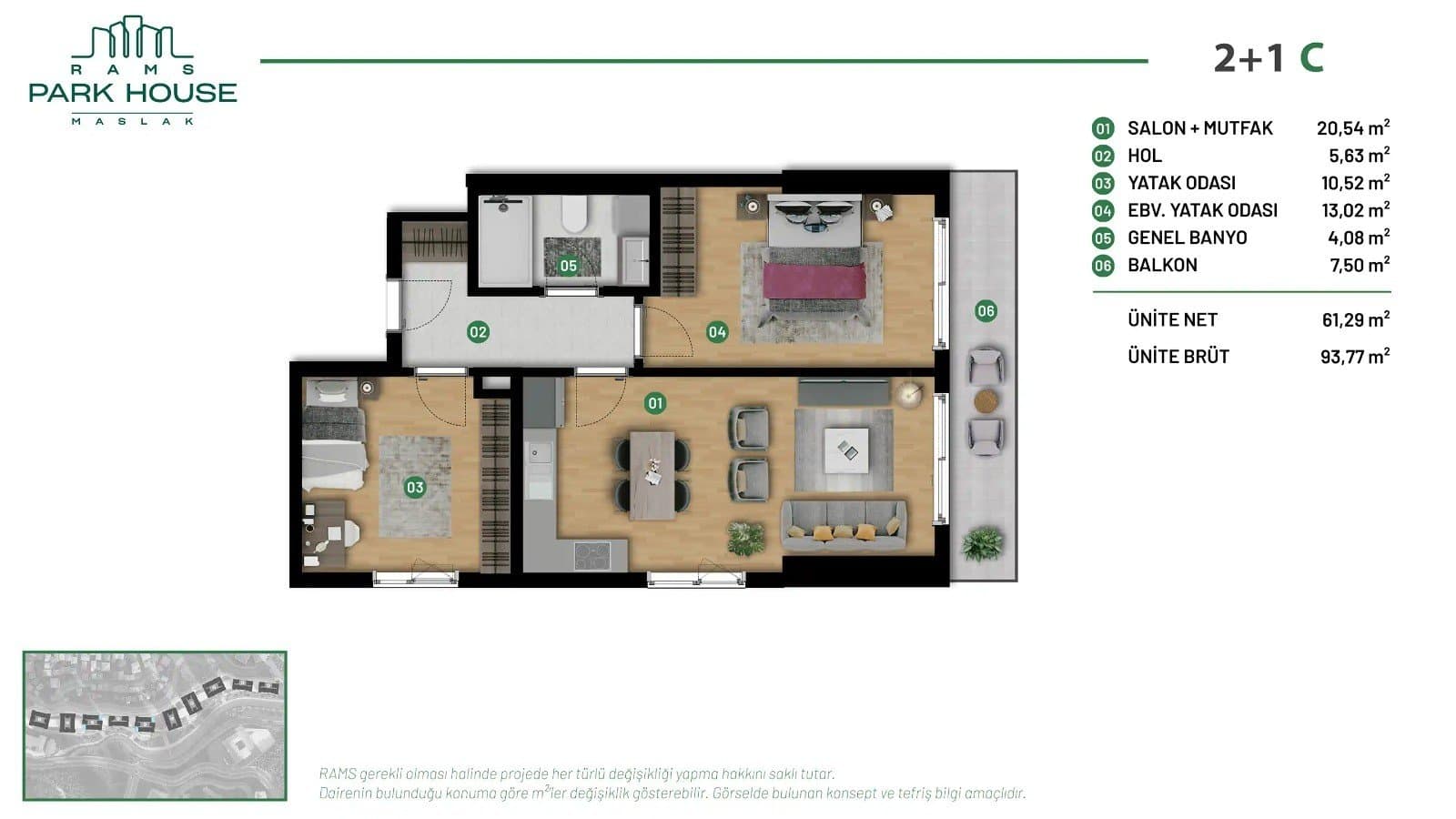 RAMS Park House Maslak Project – 2+1 Type C floor plan