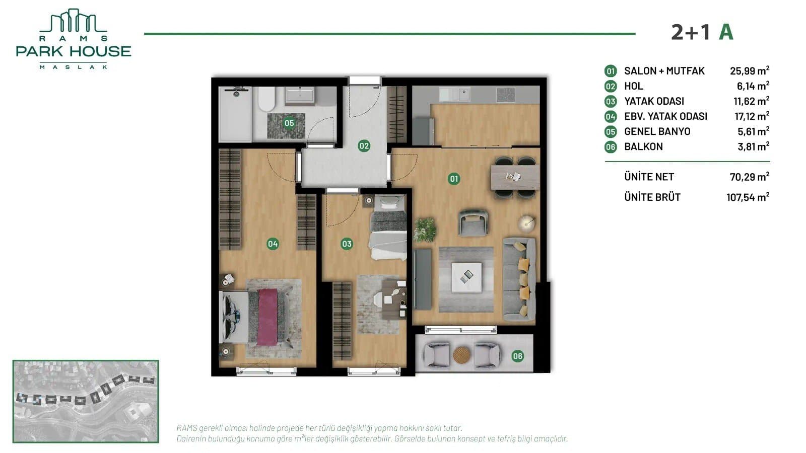 RAMS Park House Maslak Project – 2+1 Type A floor plan