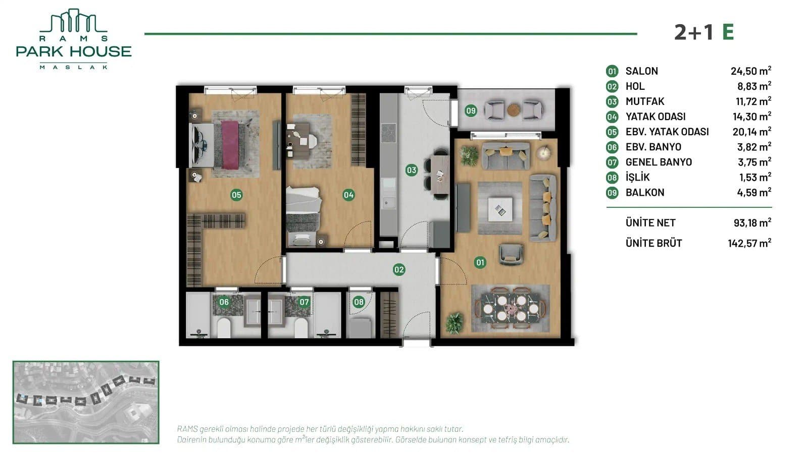 RAMS Park House Maslak Project – 2+1 Type E floor plan