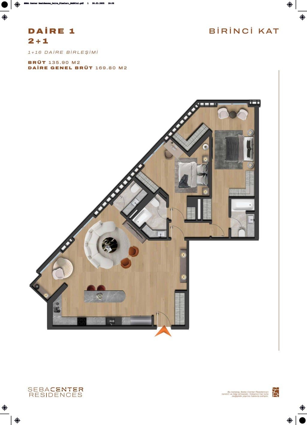 Проект Seba Center Residences – планировка 2+1 Type A