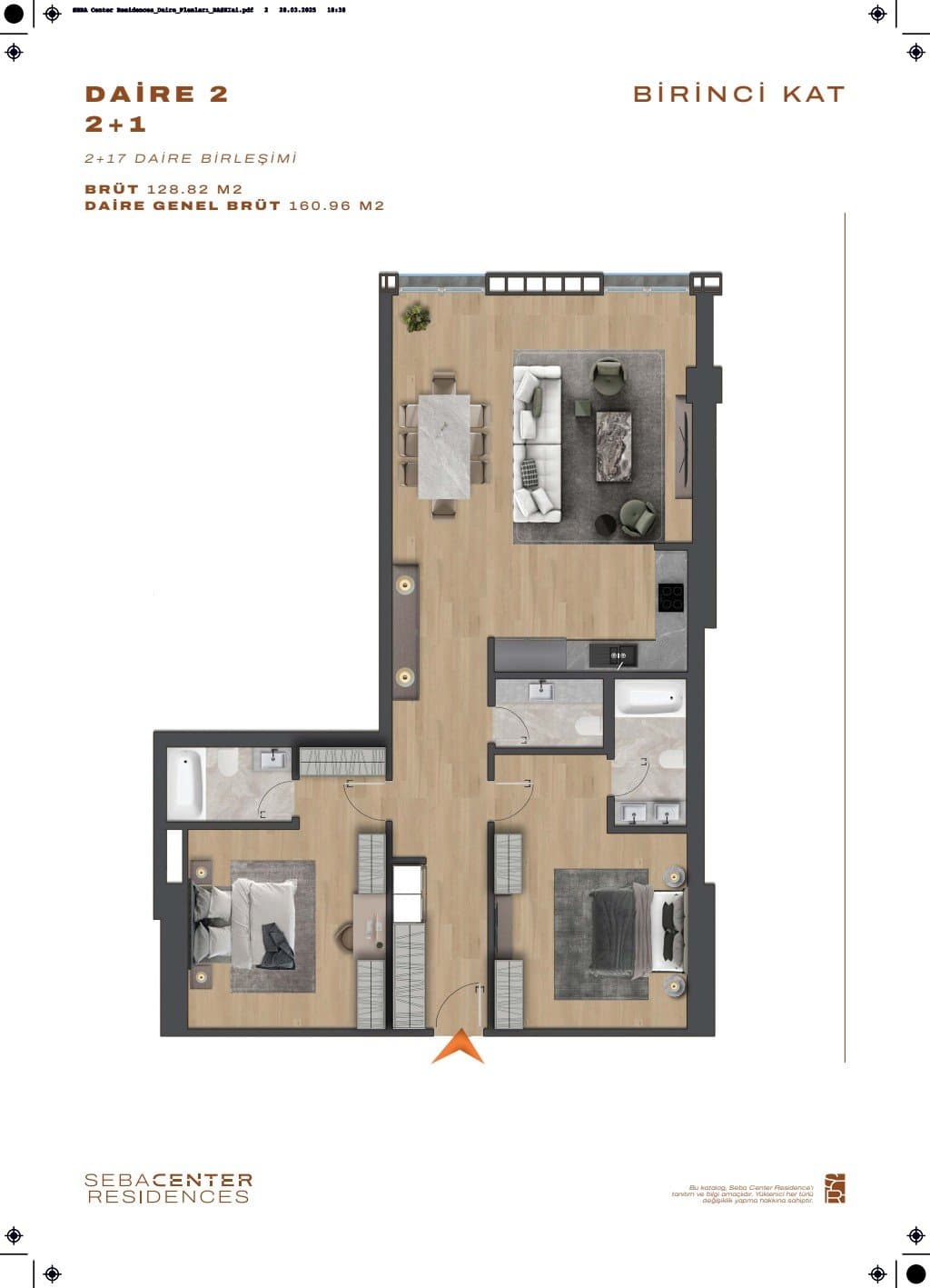 Проект Seba Center Residences – планировка 2+1 Type B