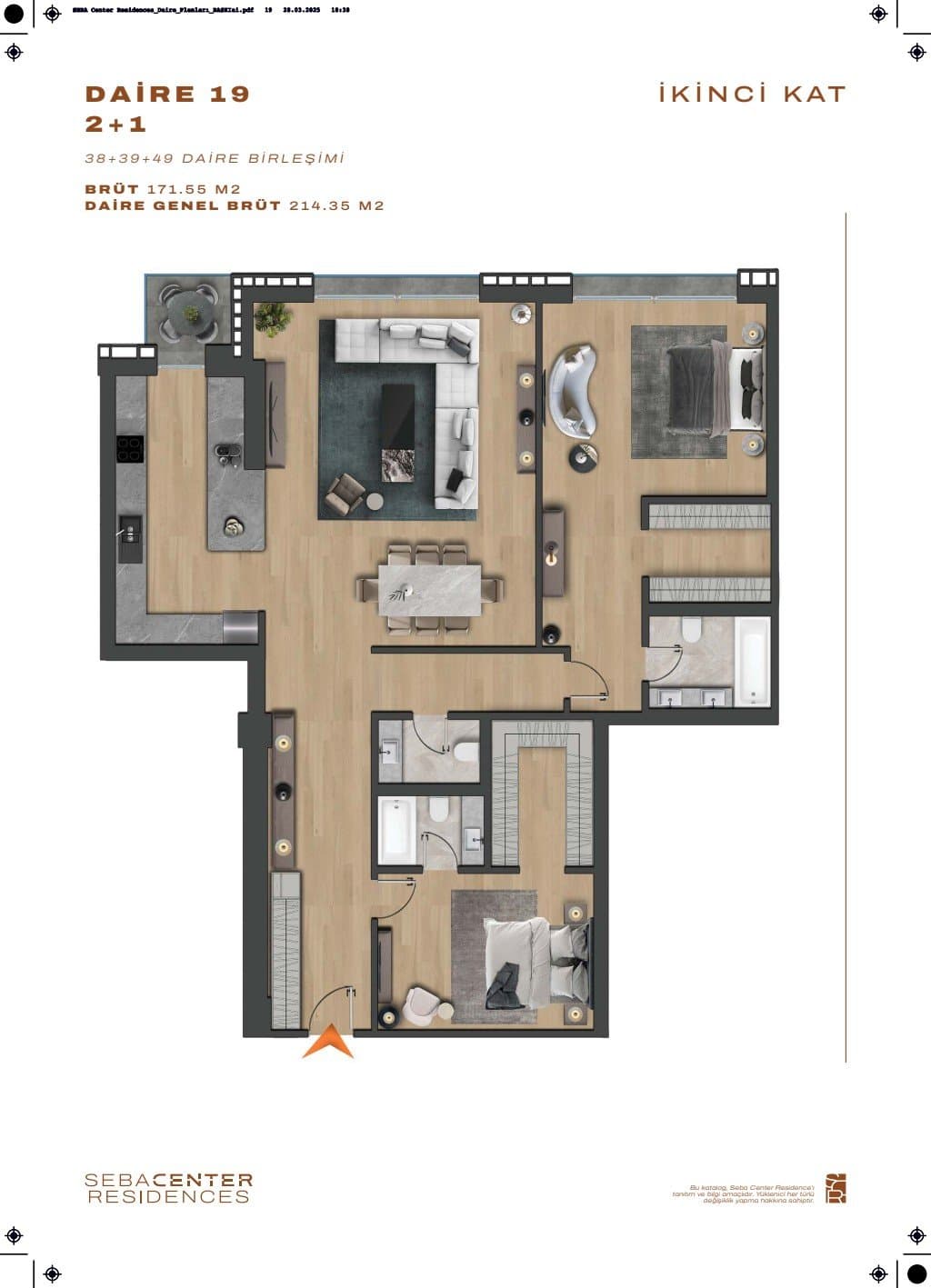 Проект Seba Center Residences – планировка 2+1 Type D