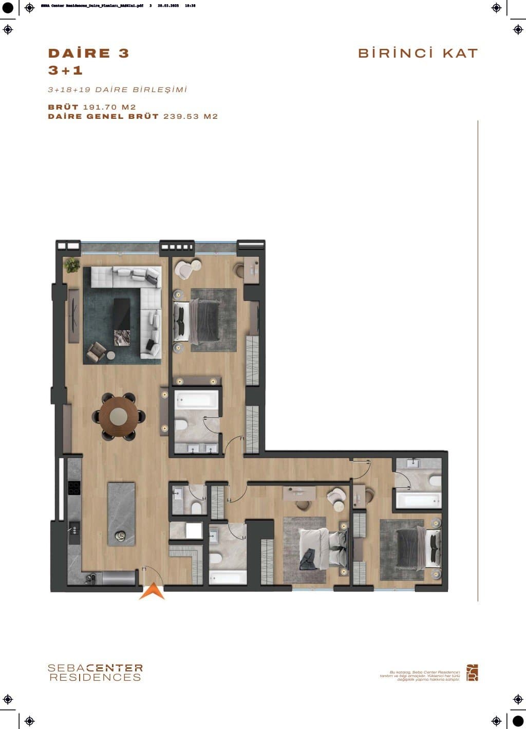 Проект Seba Center Residences – планировка 3+1 Type A