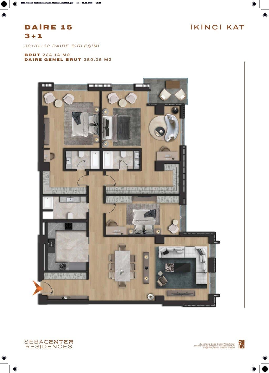 Проект Seba Center Residences – планировка 3+1 Type C