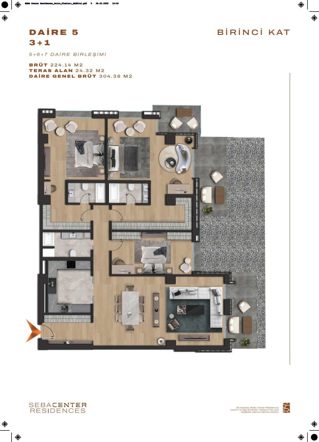 Проект Seba Center Residences – планировка 3+1 Type C with Terrace