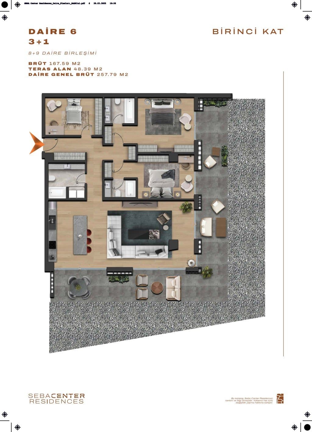 Проект Seba Center Residences – планировка 3+1 Type D with Terrace
