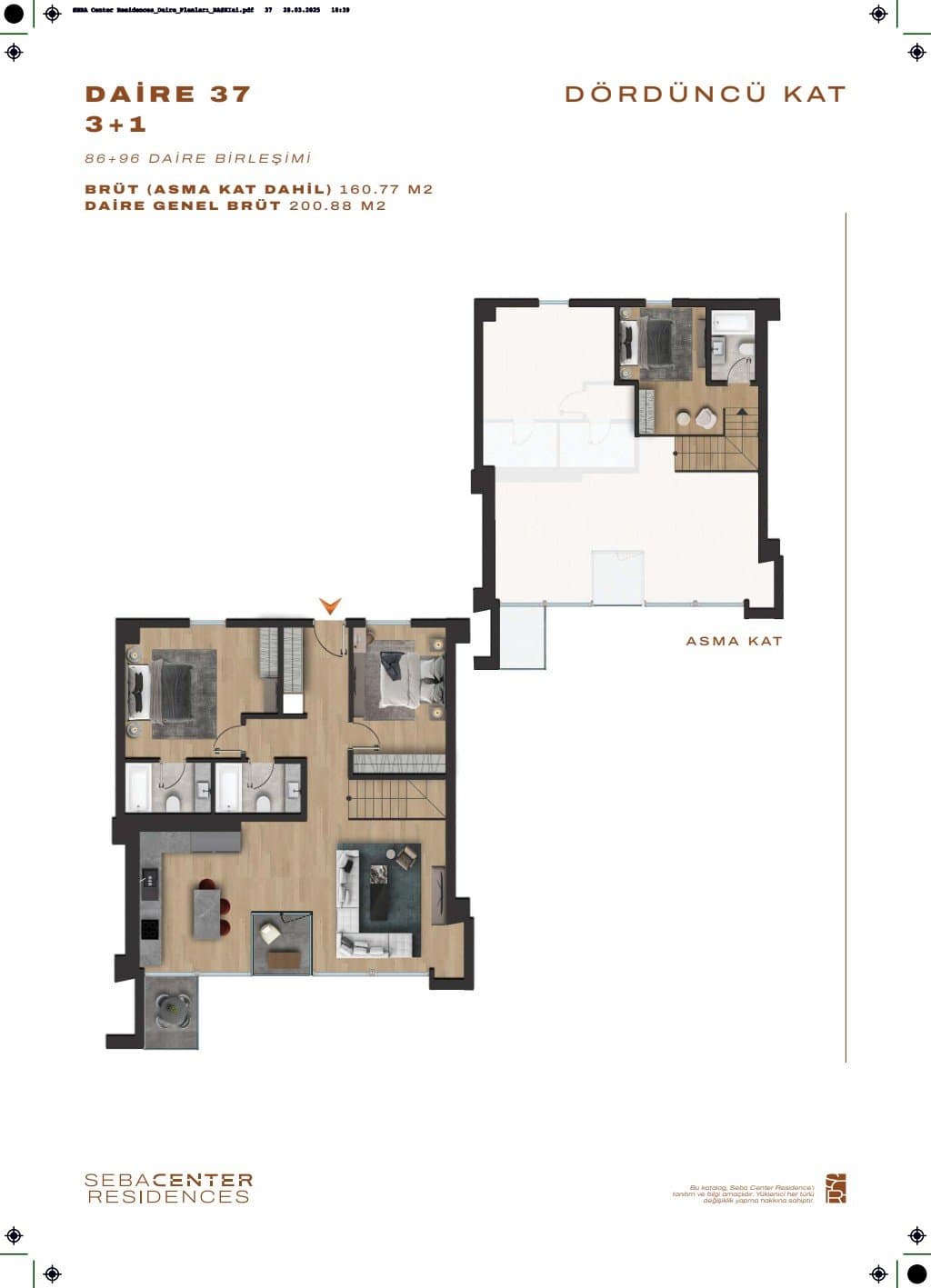 Проект Seba Center Residences – планировка 3+1 Duplex Type F