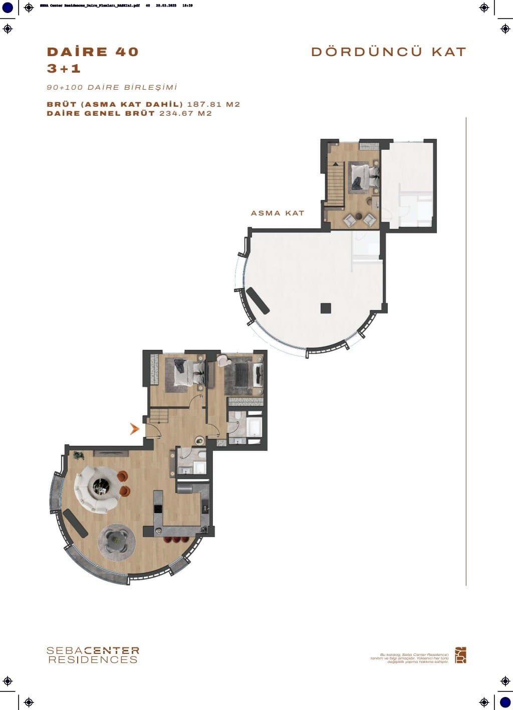 Проект Seba Center Residences – планировка 3+1 Duplex Type H