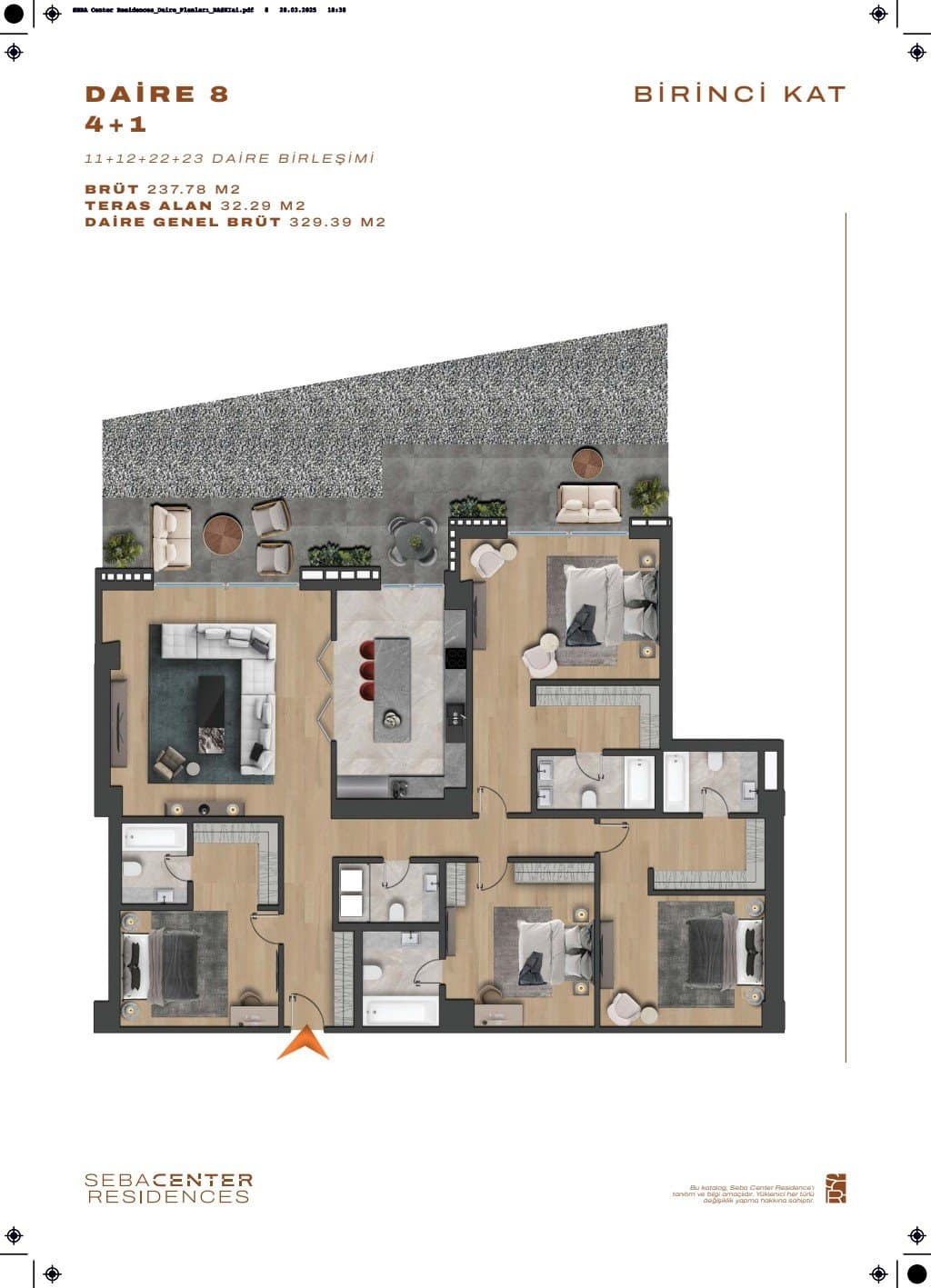 Проект Seba Center Residences – планировка 4+1 Type A with Terrace
