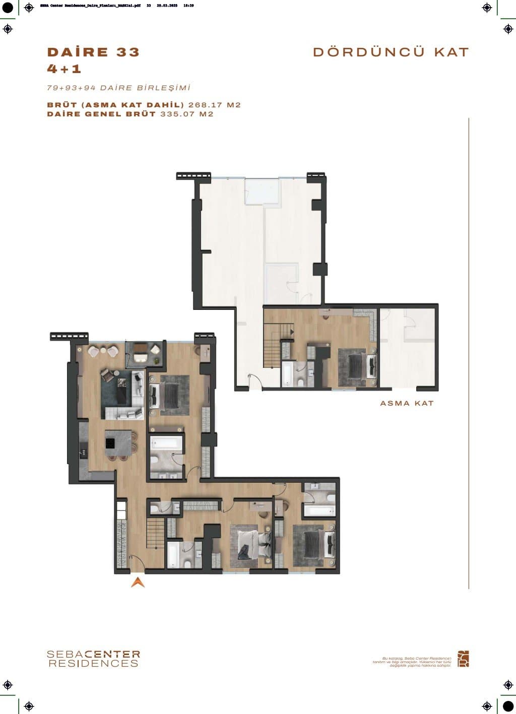 Проект Seba Center Residences – планировка 4+1 Duplex Type B