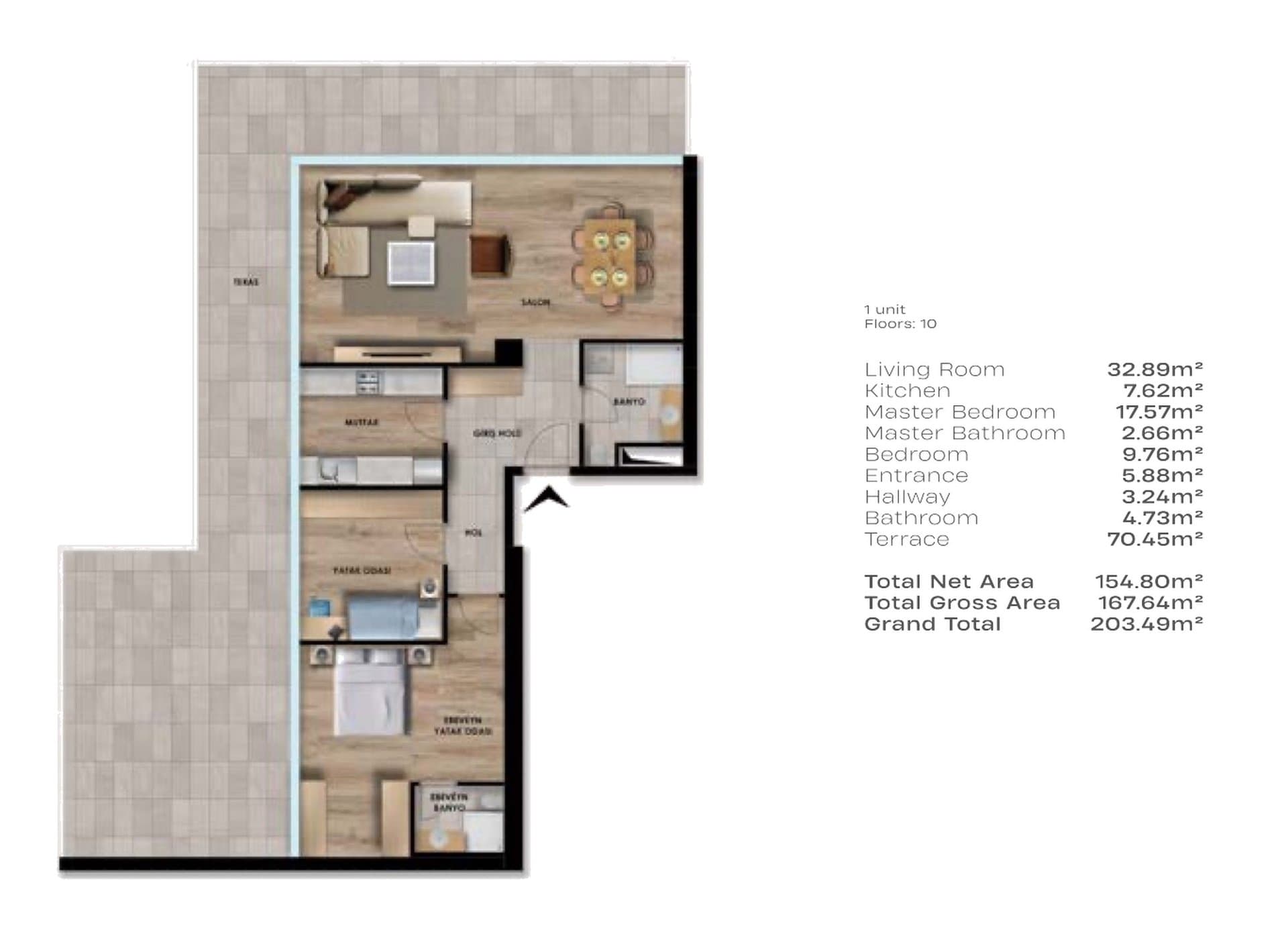 Проект Seba Central – планировка 2+1 Type G