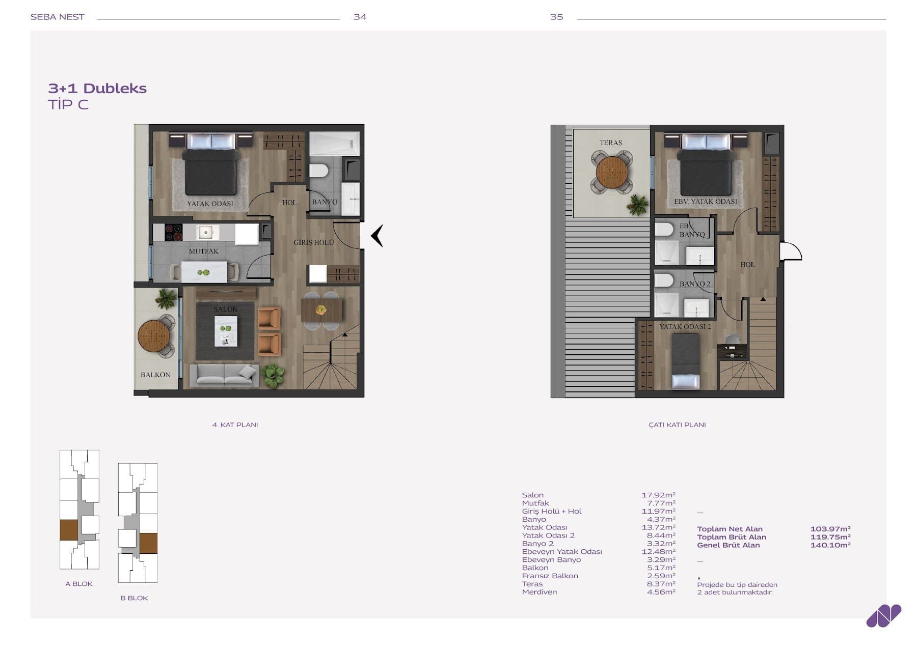 Проект Seba Nest – планировка 3+1 Duplex Type C