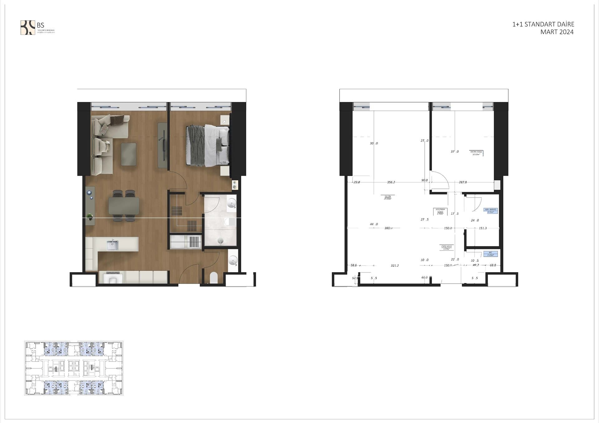 Tasyapi Sisli Project – 1+1 Standard floor plan