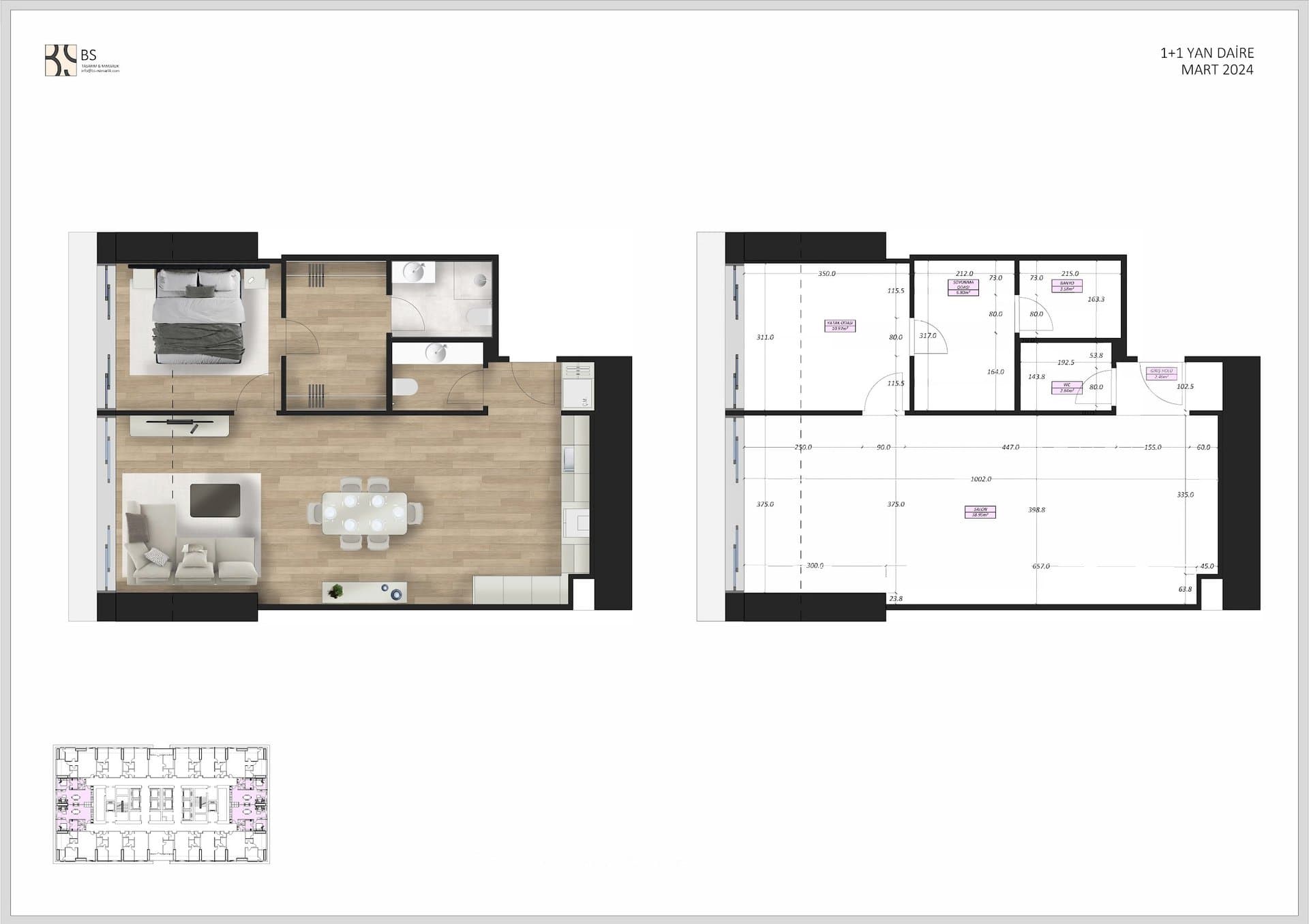 Tasyapi Sisli Project – 1+1 Large floor plan