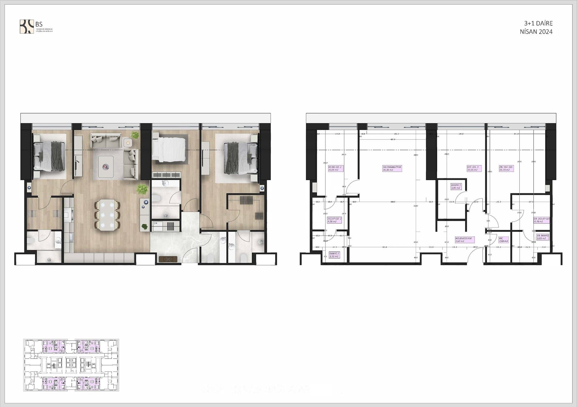 Tasyapi Sisli Project – 3+1 Standard floor plan