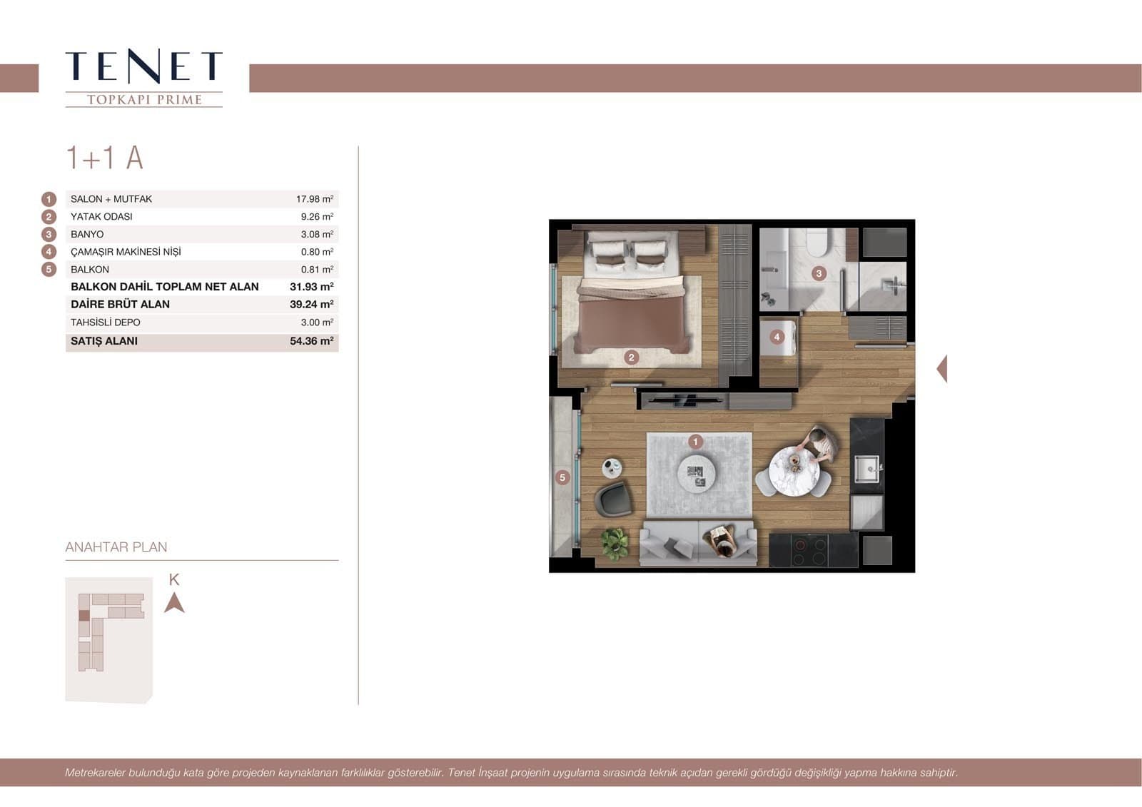 Tenet Topkapi Prime Project – 1+1 Type A floor plan