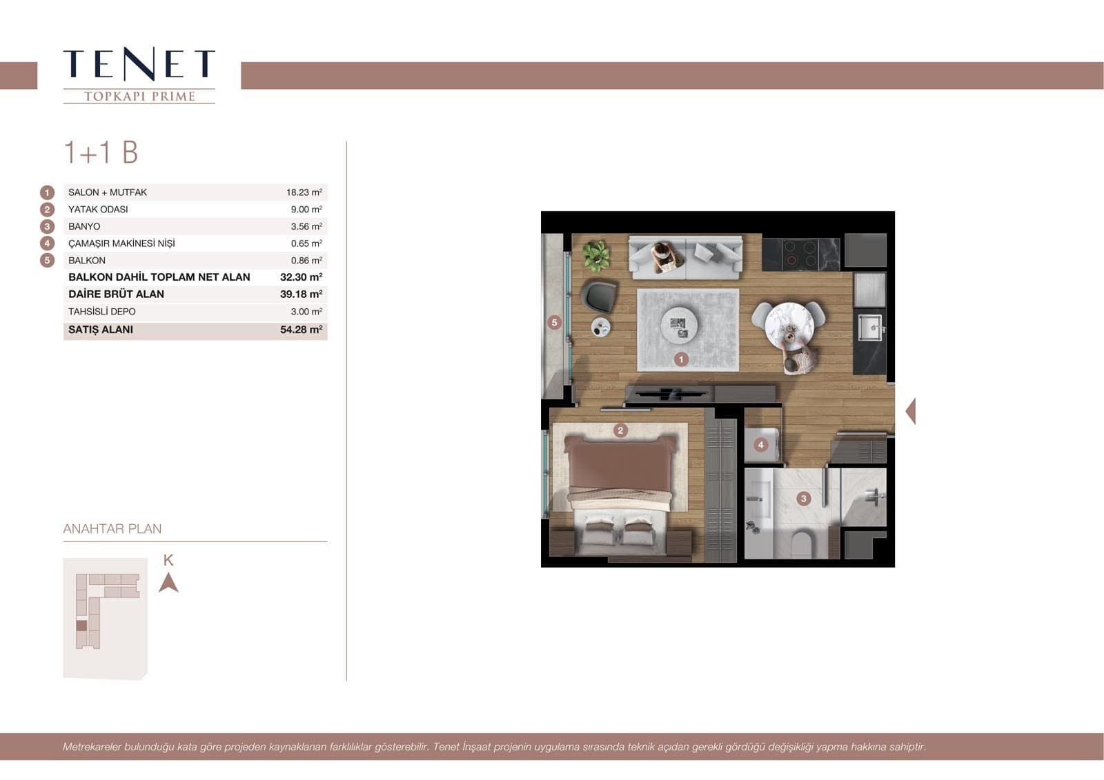 Tenet Topkapi Prime Project – 1+1 Type B floor plan