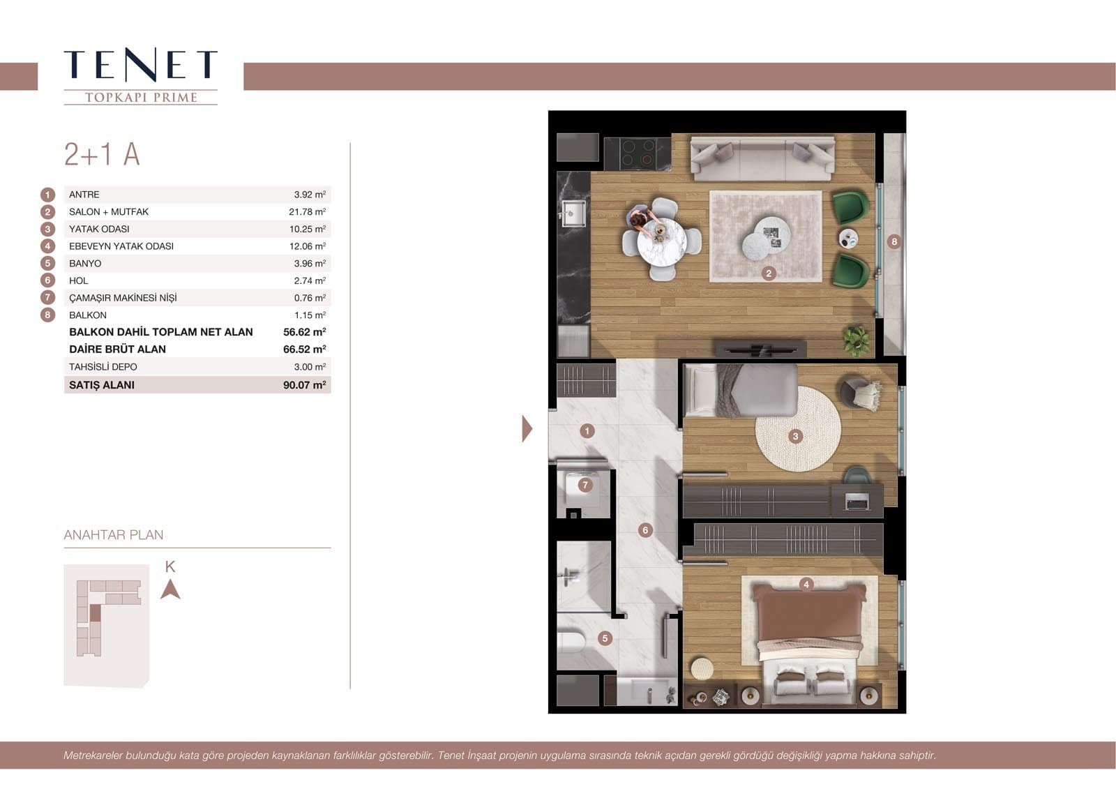 Tenet Topkapi Prime Project – 2+1 Type A floor plan