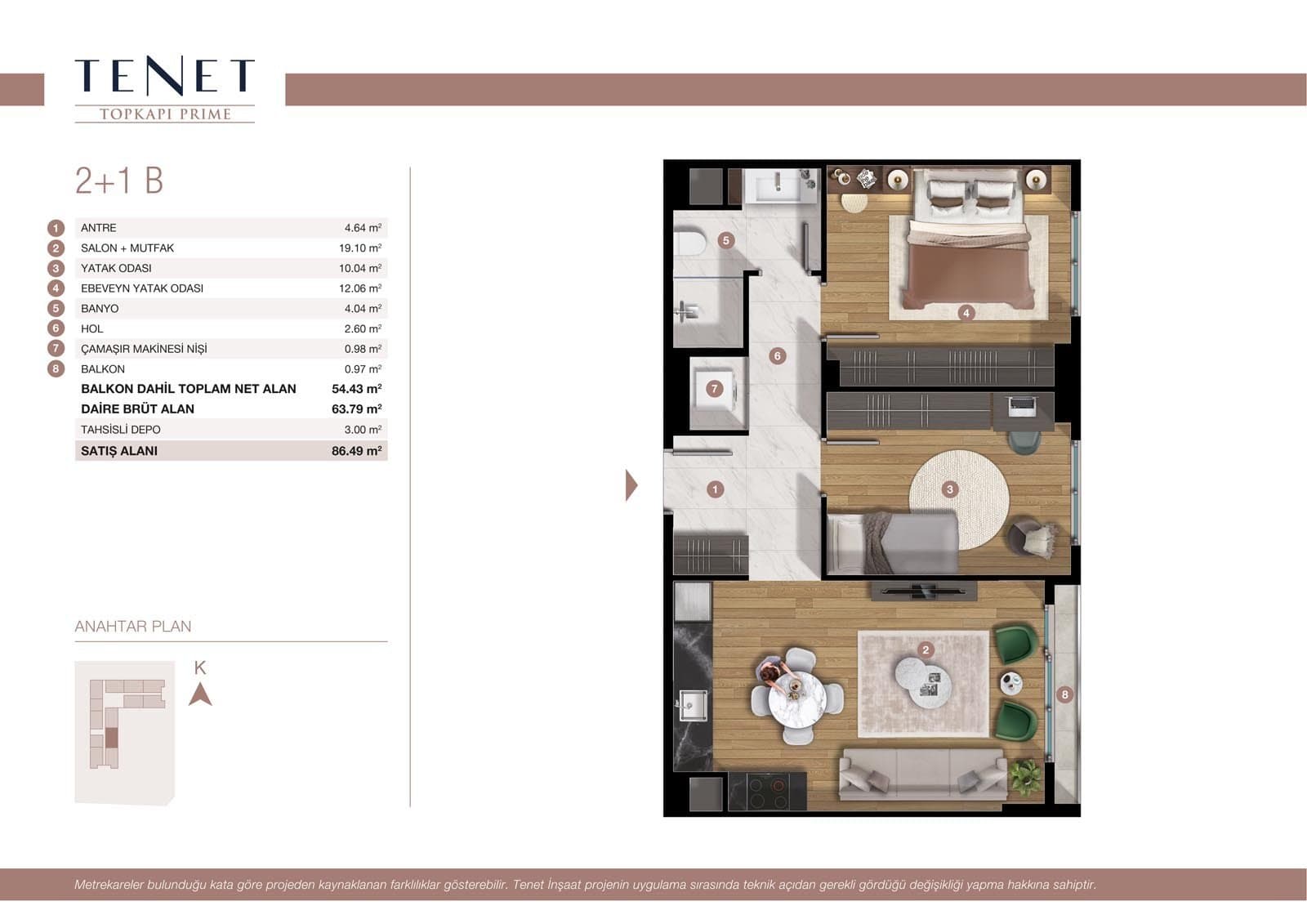 Tenet Topkapi Prime Project – 2+1 Type B floor plan
