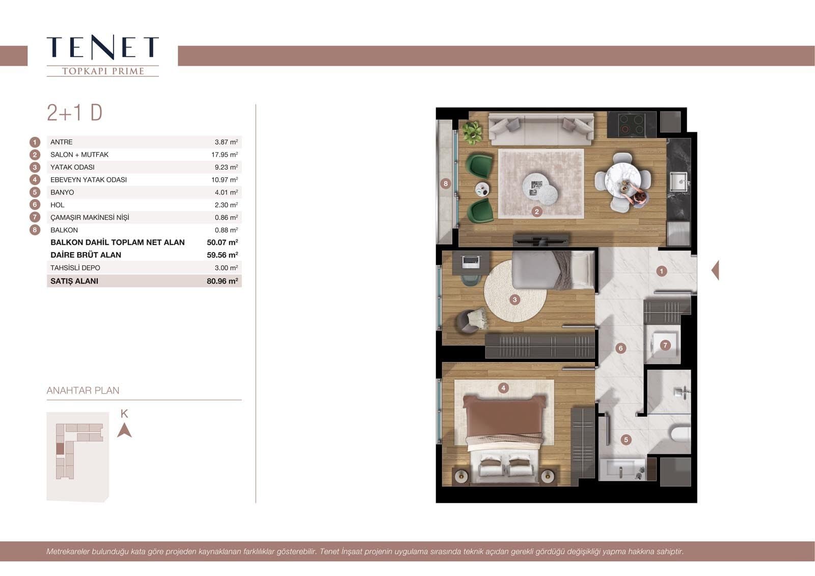 Tenet Topkapi Prime Project – 2+1 Type D floor plan