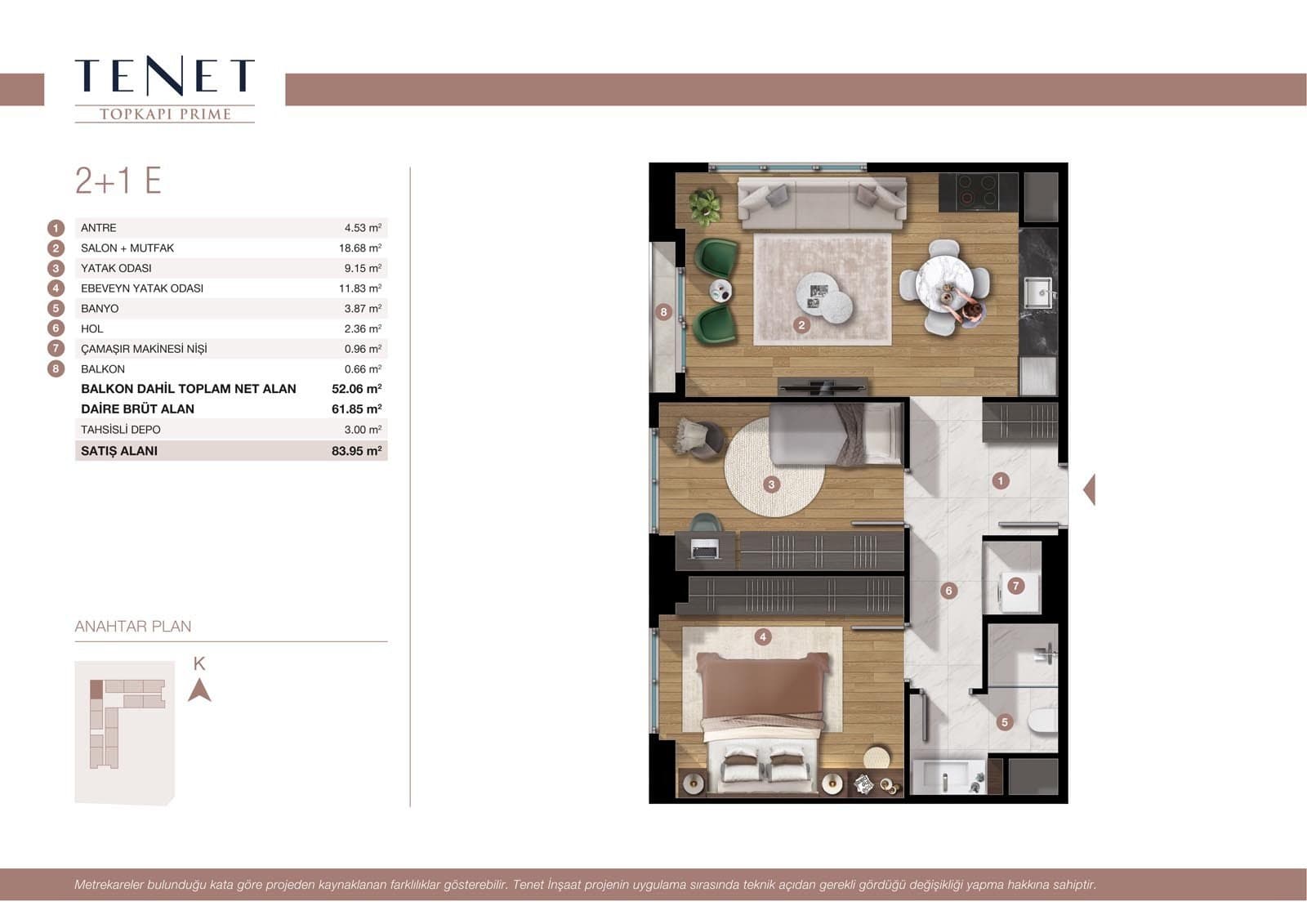 Tenet Topkapi Prime Project – 2+1 Type E floor plan