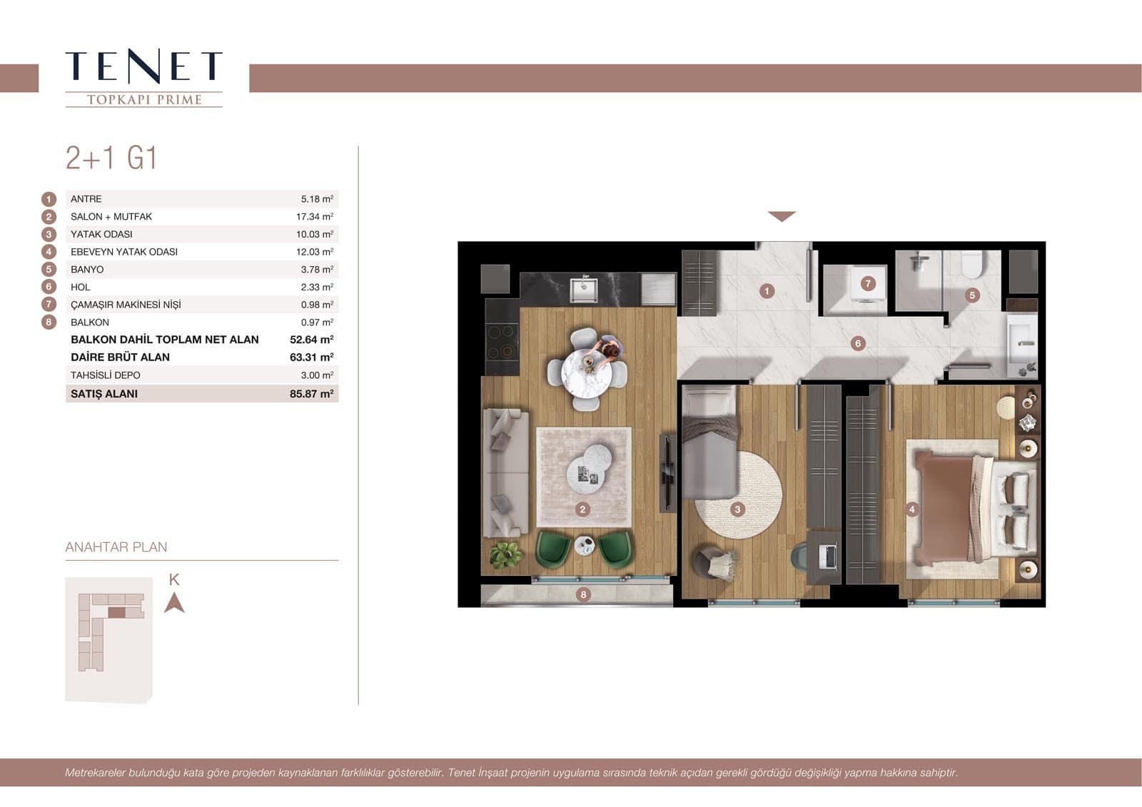Tenet Topkapi Prime Project – 2+1 Type G1 floor plan