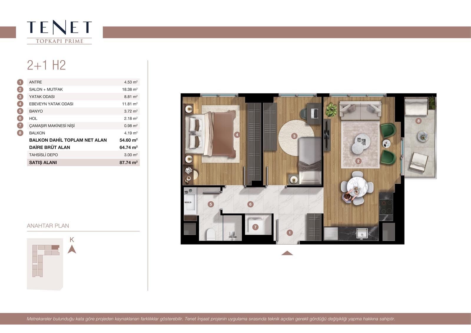 Tenet Topkapi Prime Project – 2+1 Type H2 floor plan