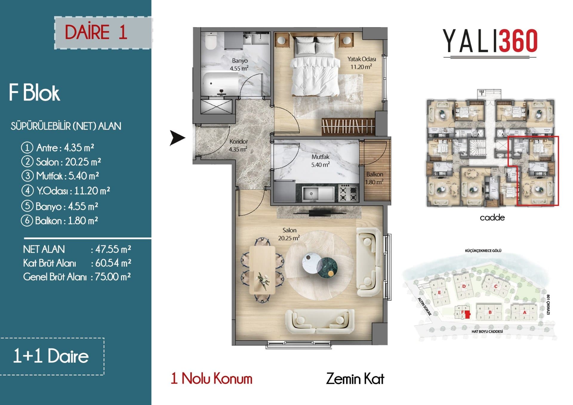 Yali 360 Project – 1+1 F Block, Ground Floor floor plan