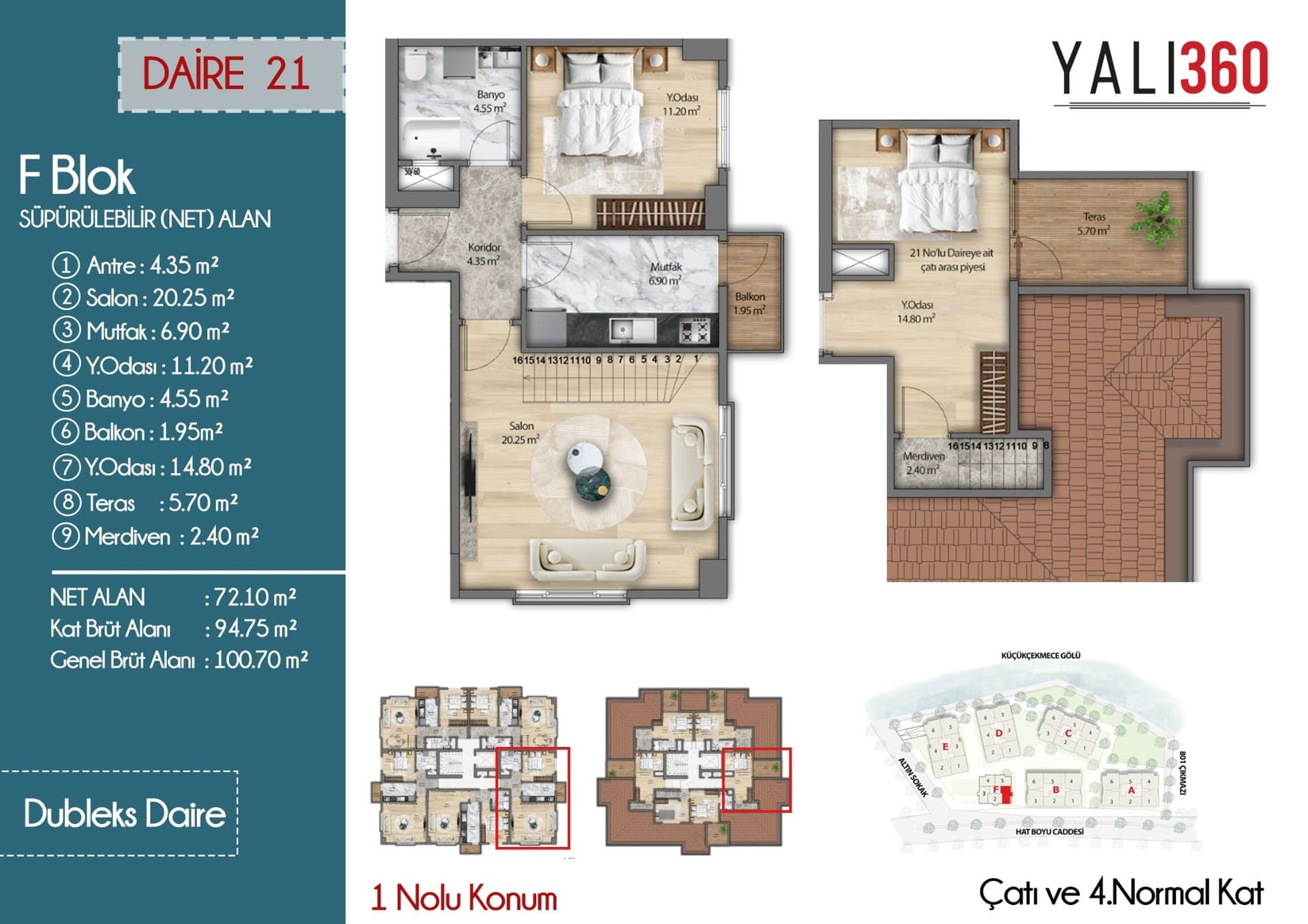 Yali 360 Project – 2+1 Duplex, F Block floor plan