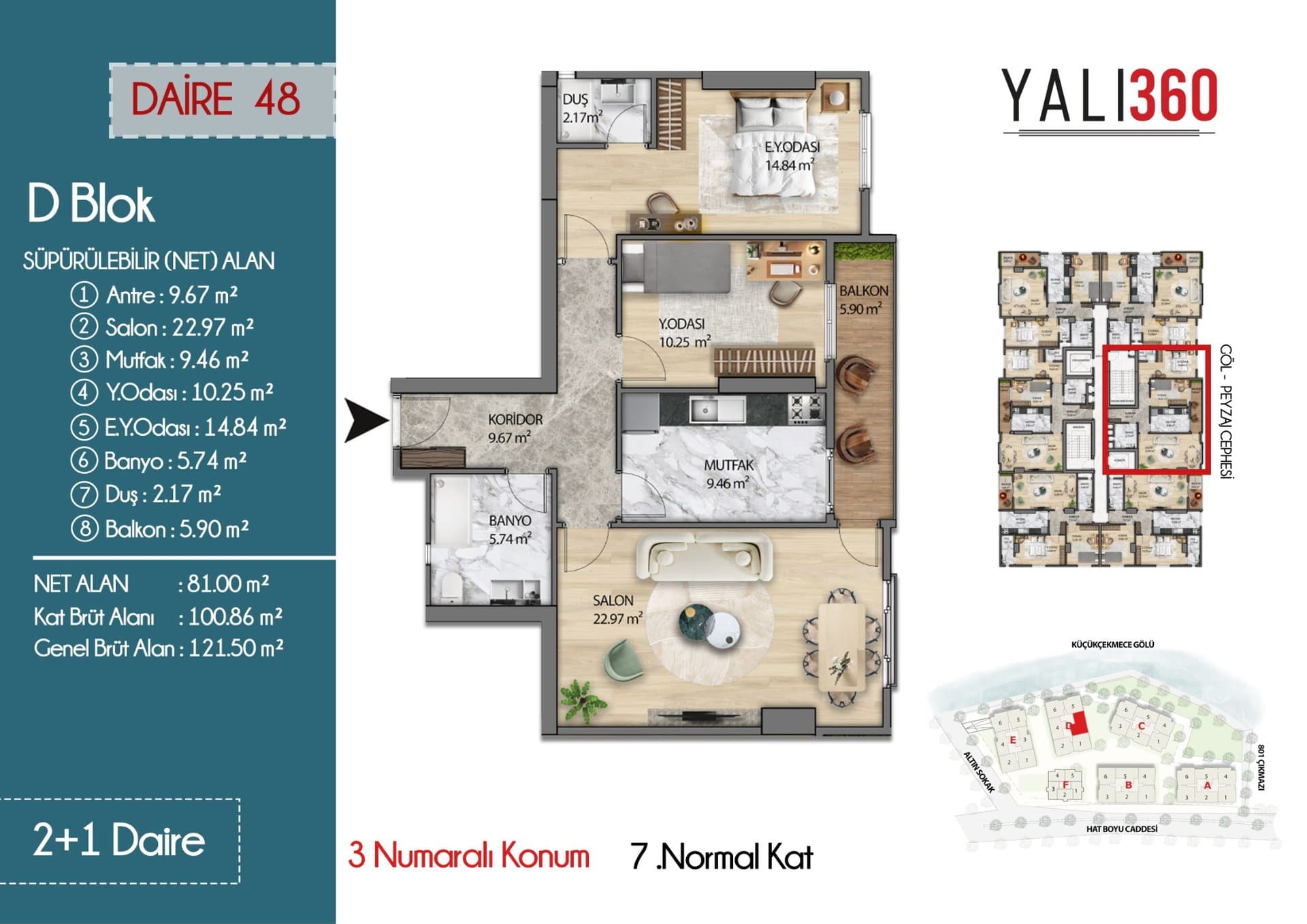 Yali 360 Project – 2+1 D Block, Positions 3 and 4 floor plan