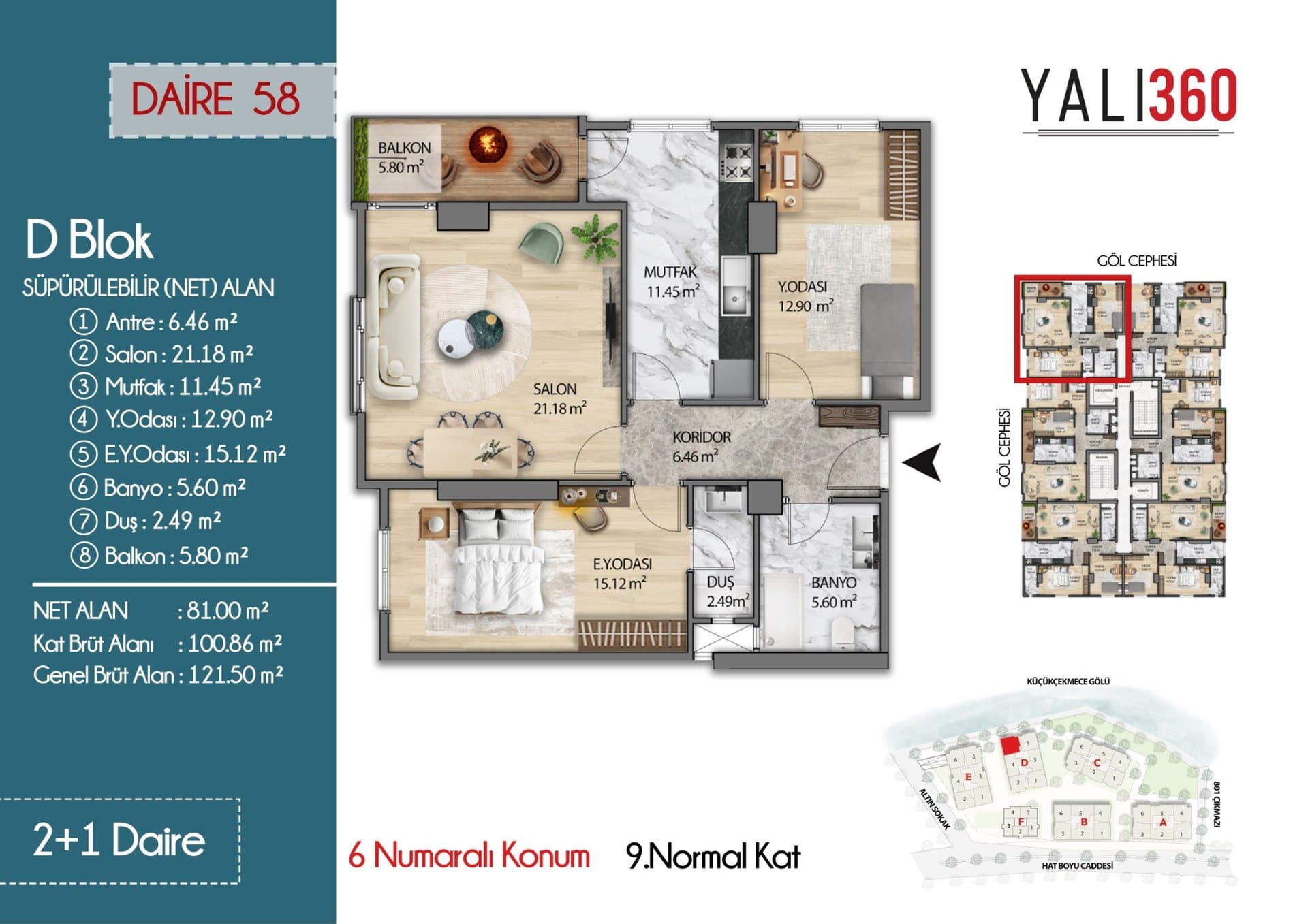 Yali 360 Project – 2+1 D Block, Positions 5 and 6 floor plan